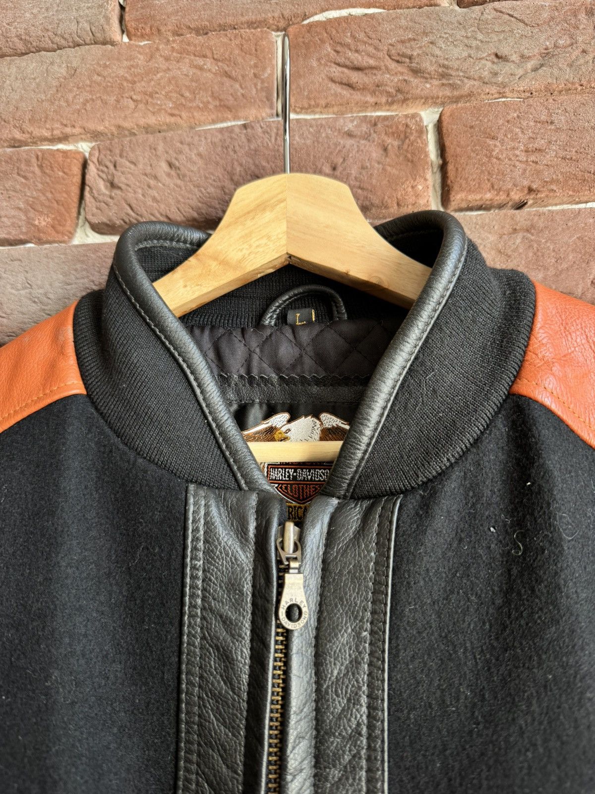 Harley Davidson Harley Davidson Vintage Wool Leather Jacket Biker Size US L / EU 52-54 / 3 - 5 Thumbnail