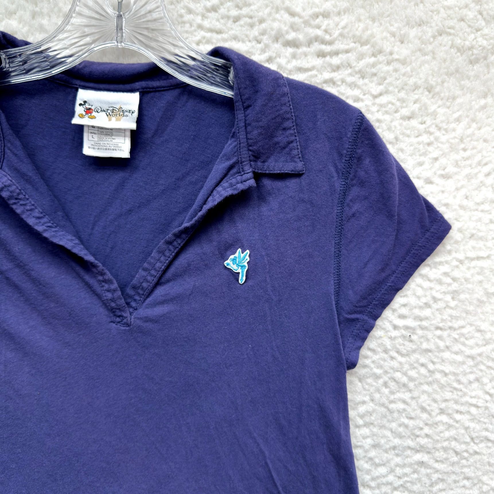 Disney VINTAGE Disney Tinker Bell Polo Shirt Womens L Blue Shirt 2000s Y2K Walt Disney World Preppy Size L / US 10 / IT 46 - 3 Thumbnail