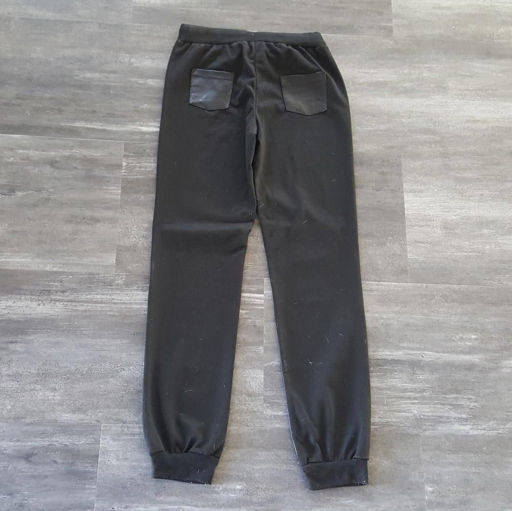 Designer Black Leather Face Luscious Sweats Size 28" / US 6 / IT 42 - 2 Thumbnail