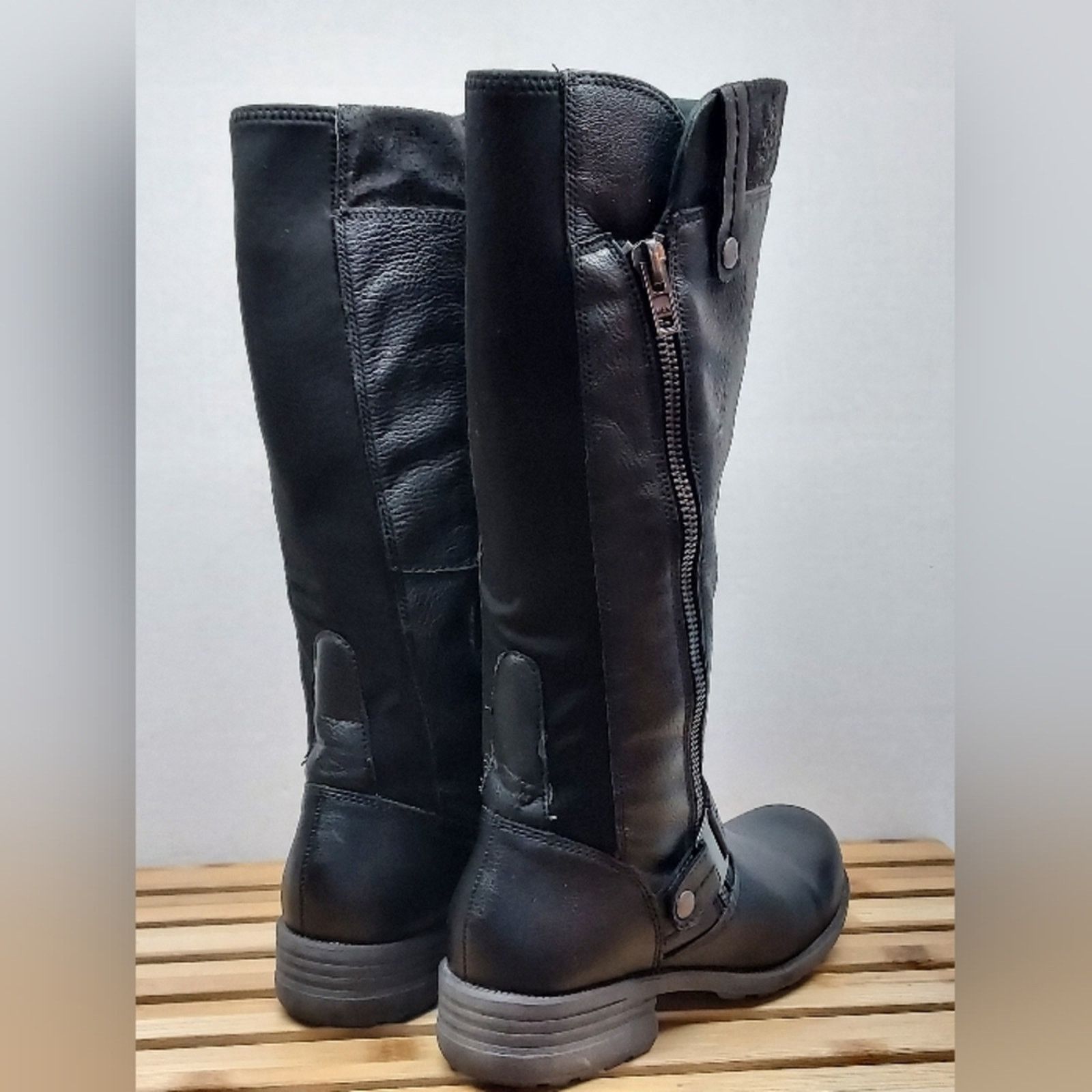 Other Earth Origins Black Leather Knee Boots Size 8.5 Wide Shaft Size US 8.5 / IT 38.5 - 3 Thumbnail