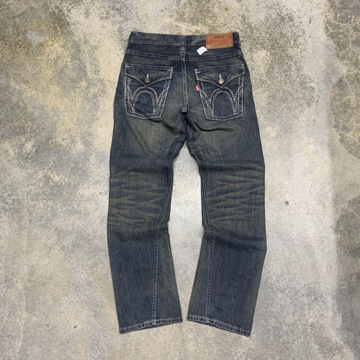 If Six Was Nine Vintage Edwin Blue Trip Clawmark Distressed Fade Jean Size US 33 - 2 Thumbnail