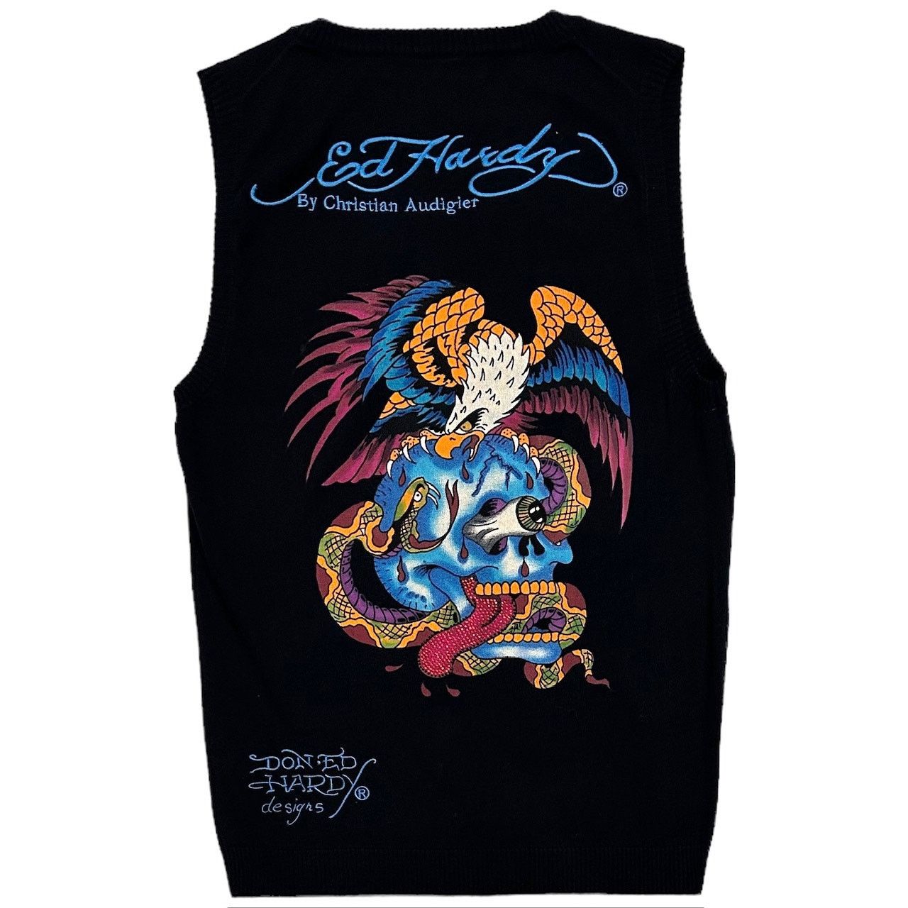Ed Hardy Ed Hardy by Christian Audigier Embroidered Sweater Vest Size US XL / EU 56 / 4 - 2 Thumbnail