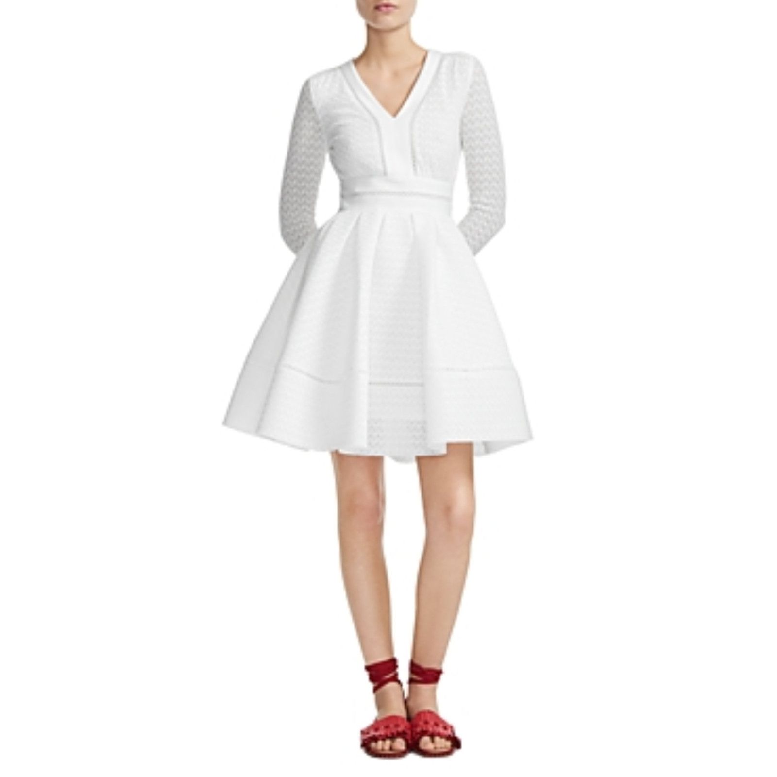 Maje Maje Women Rossignol Fit and Flare Mini Dress White 3/8US Size M / US 6-8 / IT 42-44 - 4 Thumbnail