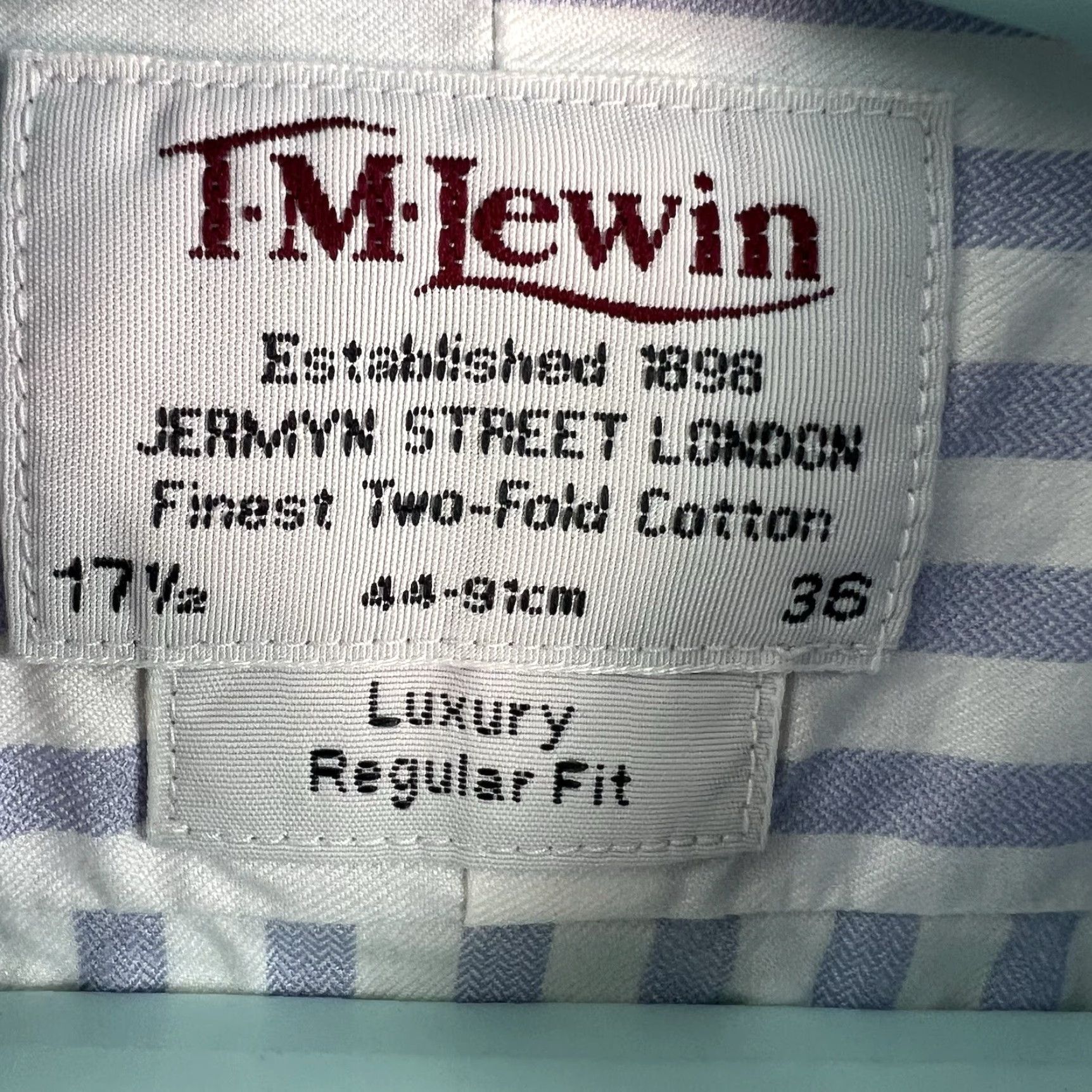 Vintage VINTAGE T.M.Lewin Men's Button-Up Shirt Casual Business Formal Long Sleeve Blue Size 17.5 Size US XL / EU 56 / 4 - 6 Thumbnail
