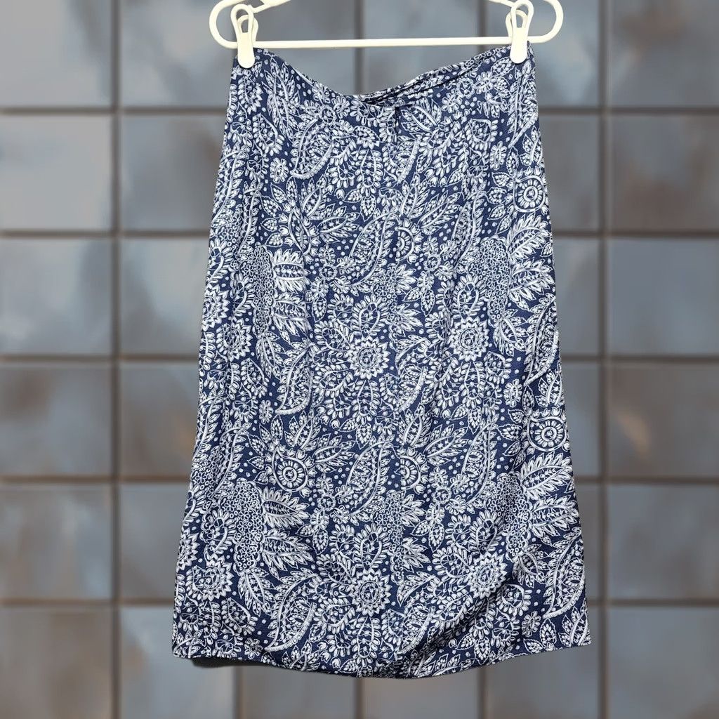 Madewell Madewell Skirt Womens 4 Midi Floral Blue Zip Up Knee Length Side Slit Casual Size 27" / US 4 / IT 40 - 1 Thumbnail