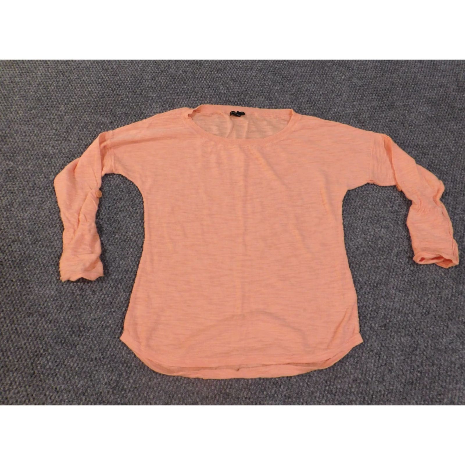Express Express Blouse Shirt Women's M Pink Roll Tab Sleeve Cotton Rayon Pullover Round Neck Basic Casual Classic Stretch Solid F/Designer-Theme Size M / US 6-8 / IT 42-44 - 2 Thumbnail
