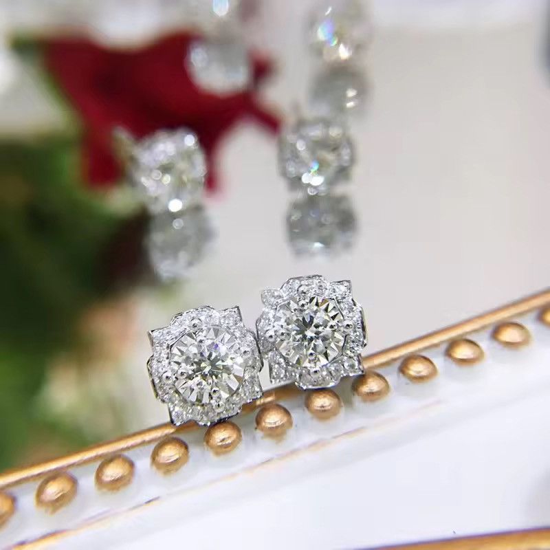 Jewelry Brass Cubic Zirconia Cushion Cut Halo Stud Earrings (Pair) Size ONE SIZE - 2 Thumbnail