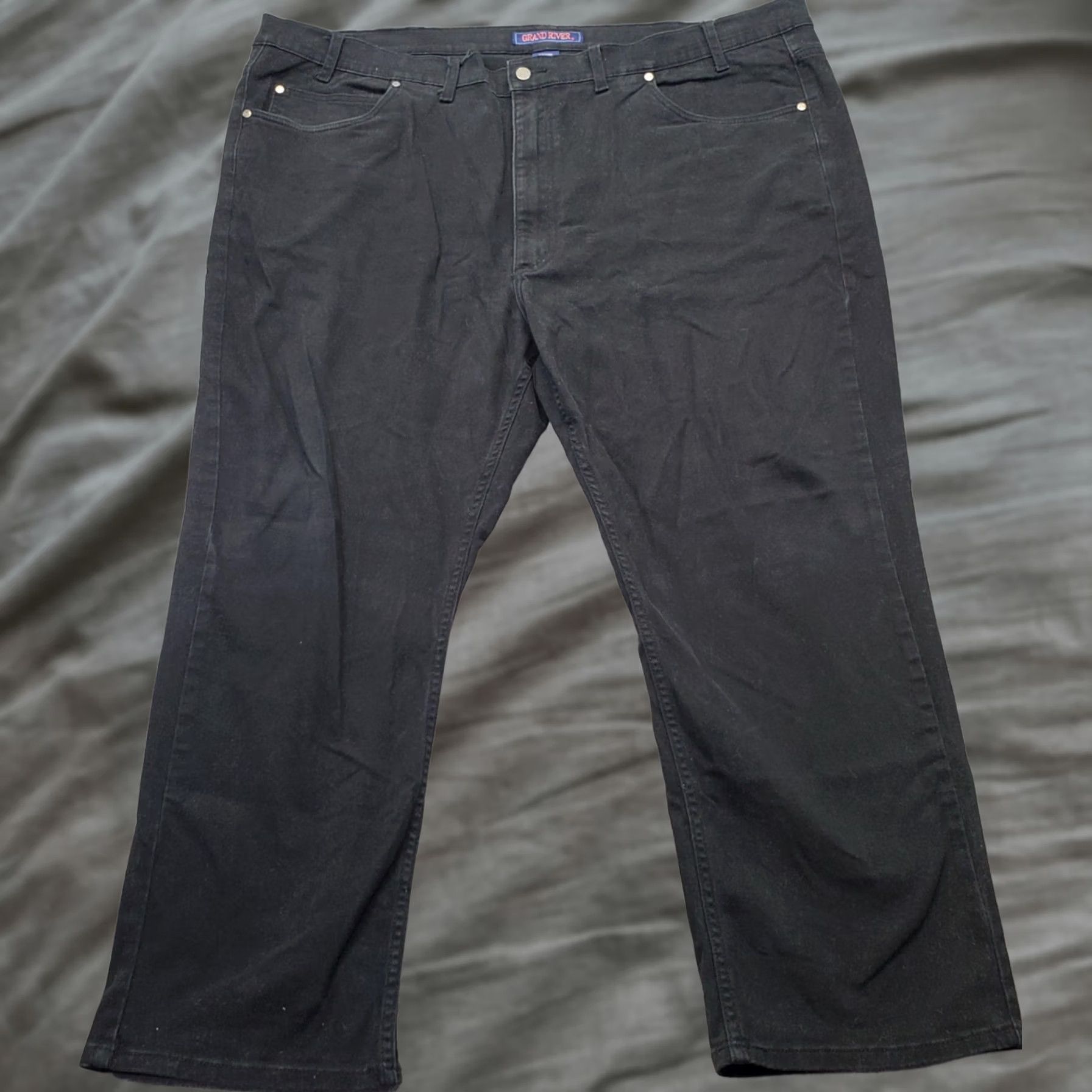 Vintage Grand River Jeans Men 50x30 Black Denim High Rise Dark Wash Relaxed Fit Straight Jeans Mens Size 50 Black Denim Straight 50x30 Size US 34 / EU 50 - 1 Thumbnail
