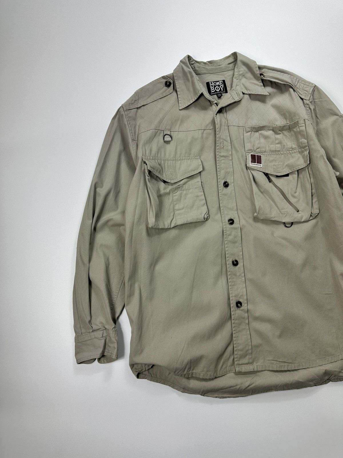 Japanese Brand Home Boy Multi Pocket Shirt Men's Beige Logo Size US M / EU 48-50 / 2 - 3 Thumbnail