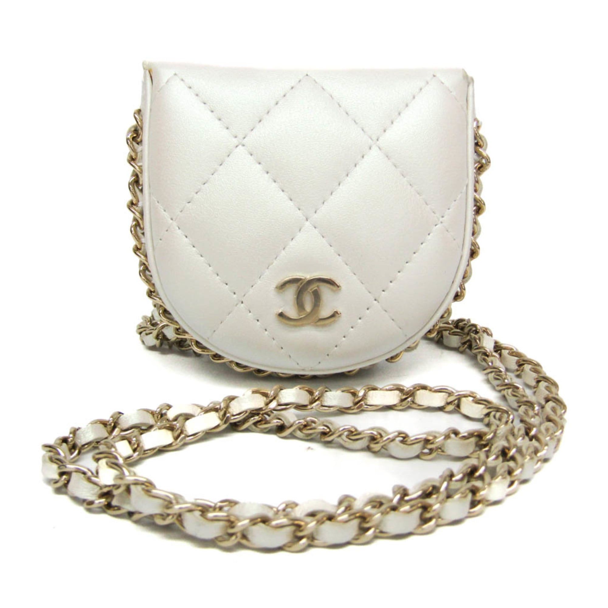 Chanel Chanel Matelasse Chain Shoulder Coin Purse Women's Leather Chain/Shoulder Wallet Pearl White Size ONE SIZE - 1 Thumbnail
