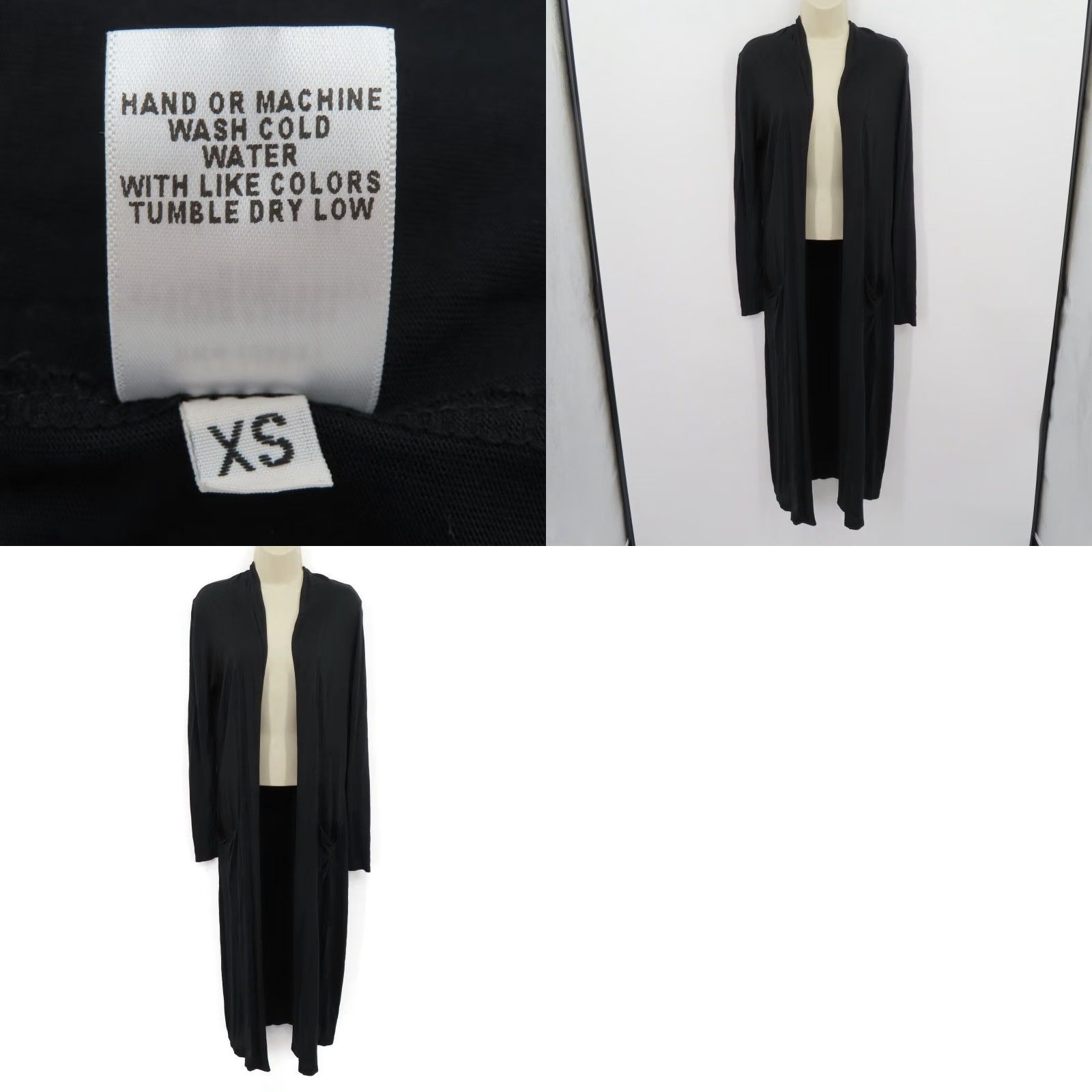 Frame FRAME Denim Le Duster Cardigan XS Black Long Sleeve Open Front Pockets Womens Cardigan Size XS / US 0-2 / IT 36-38 - 8 Thumbnail
