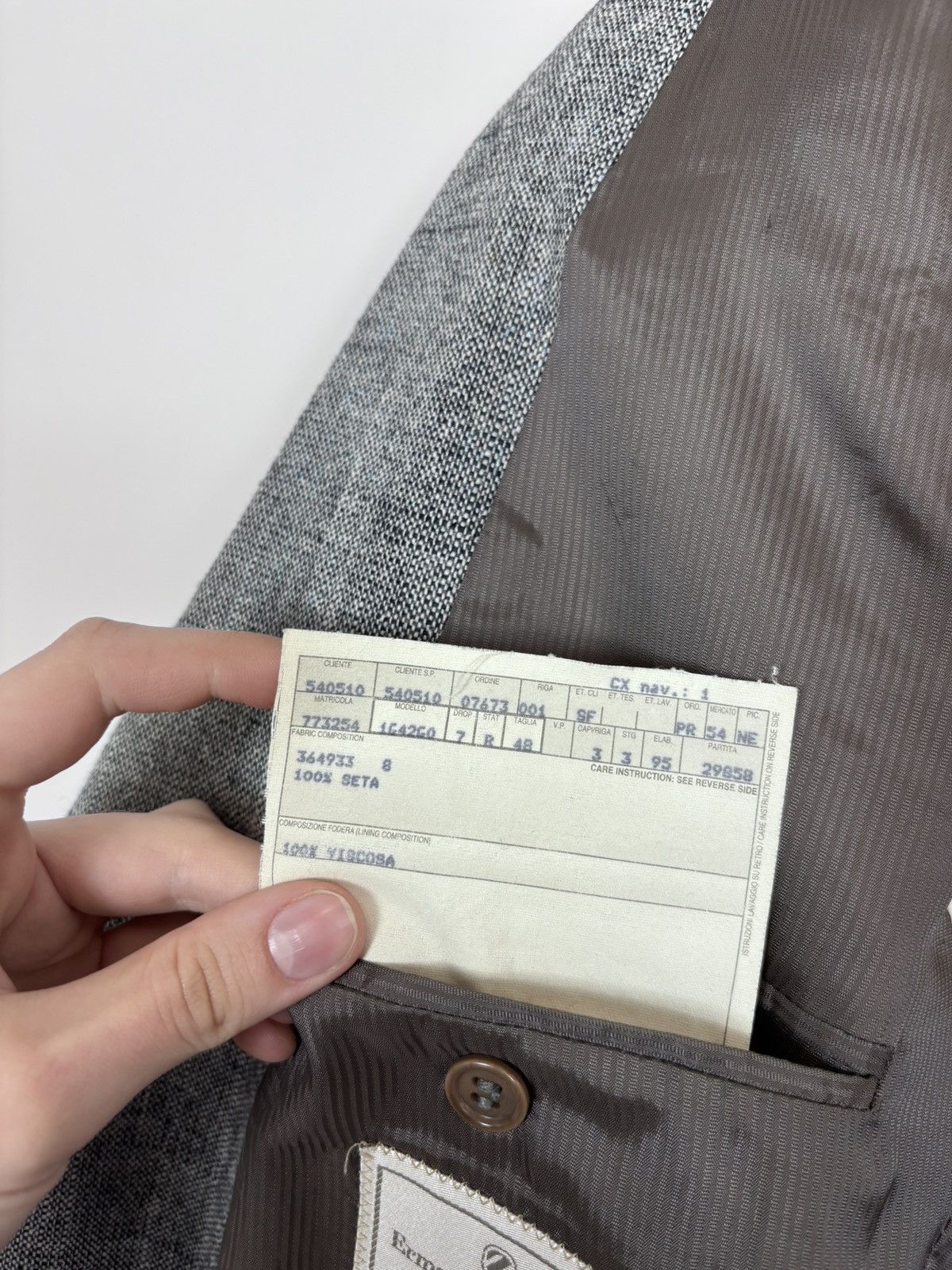 Ermenegildo Zegna Ermenegildo Zegna Soft Grey Textured Silk Blazer Jacket Size 44R - 19 Thumbnail