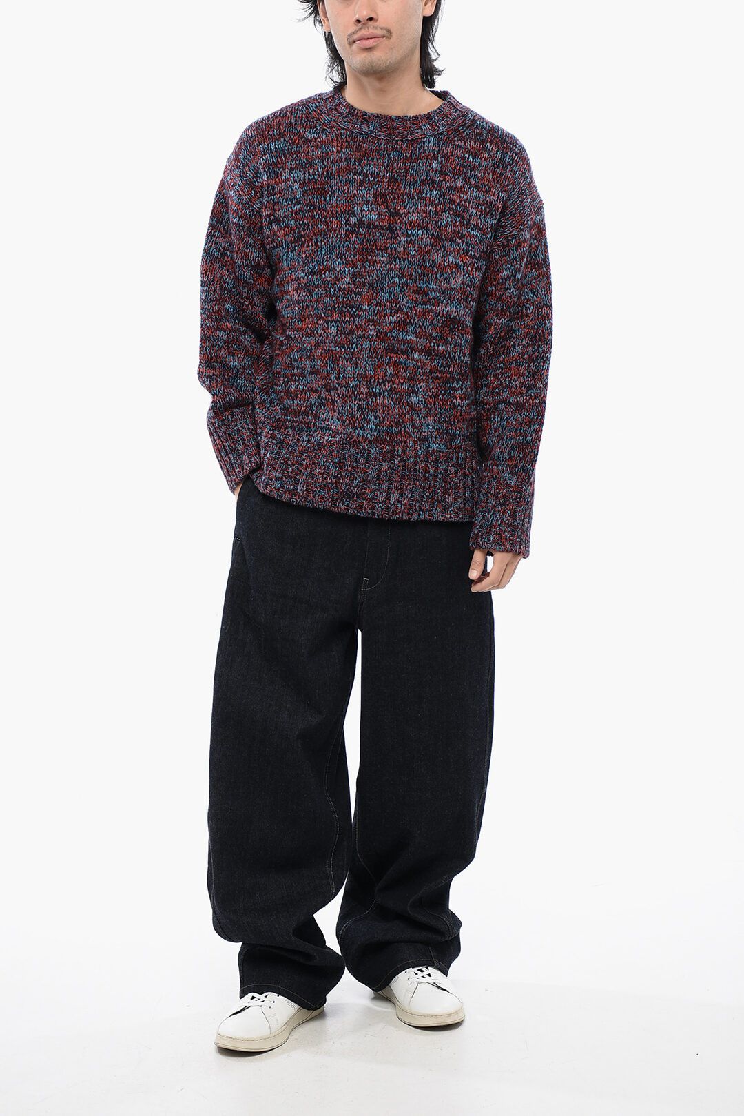 Jil Sander og1mm0625 Crewneck Wool Sweater in Multicolor Size US M / EU 48-50 / 2 - 4 Thumbnail