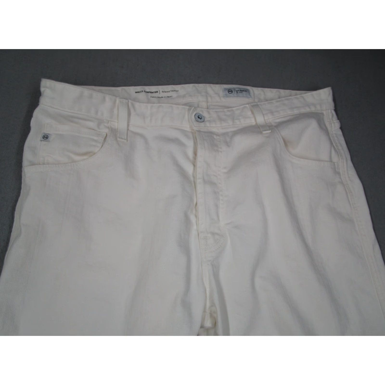 Denime ADRIANO GOLDSCHMIED Wells Carpenter Jeans Mens 38 White Denim 5-Pocket Relaxed Tapered 31in inseam Size US 38 / EU 54 - 2 Thumbnail