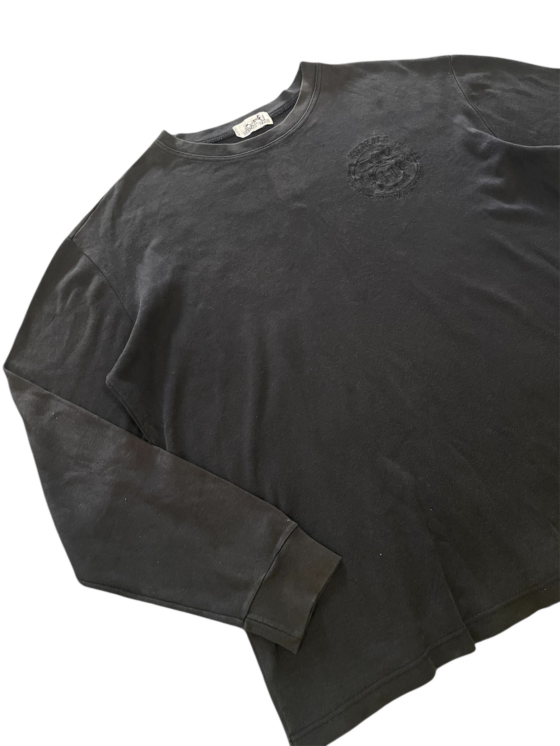 Hermes Vintage 90s Hermes Long Sleeve Black Minor Faded of the Day Size S / US 4 / IT 40 - 1 Thumbnail
