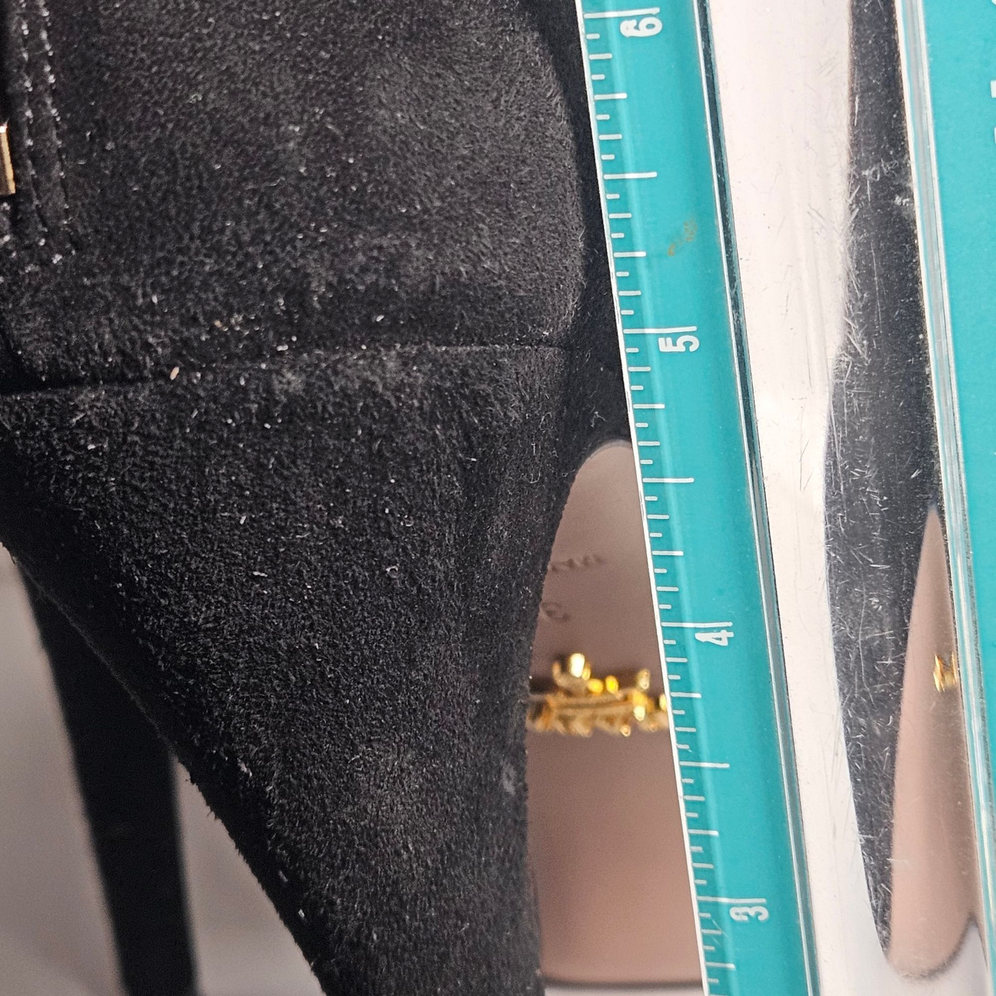 Prada VTG Y2K Prada blk suede peeptoe ankle-strap platform booties Size US 9 / IT 39 - 16 Thumbnail
