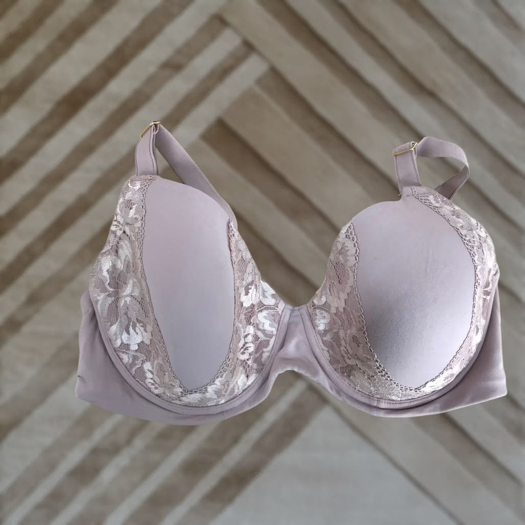 Vintage Soma Embraceable Perfect Coverage Bra Underwire 40D Dusty Mauve Lace Trim Size ONE SIZE - 1 Thumbnail