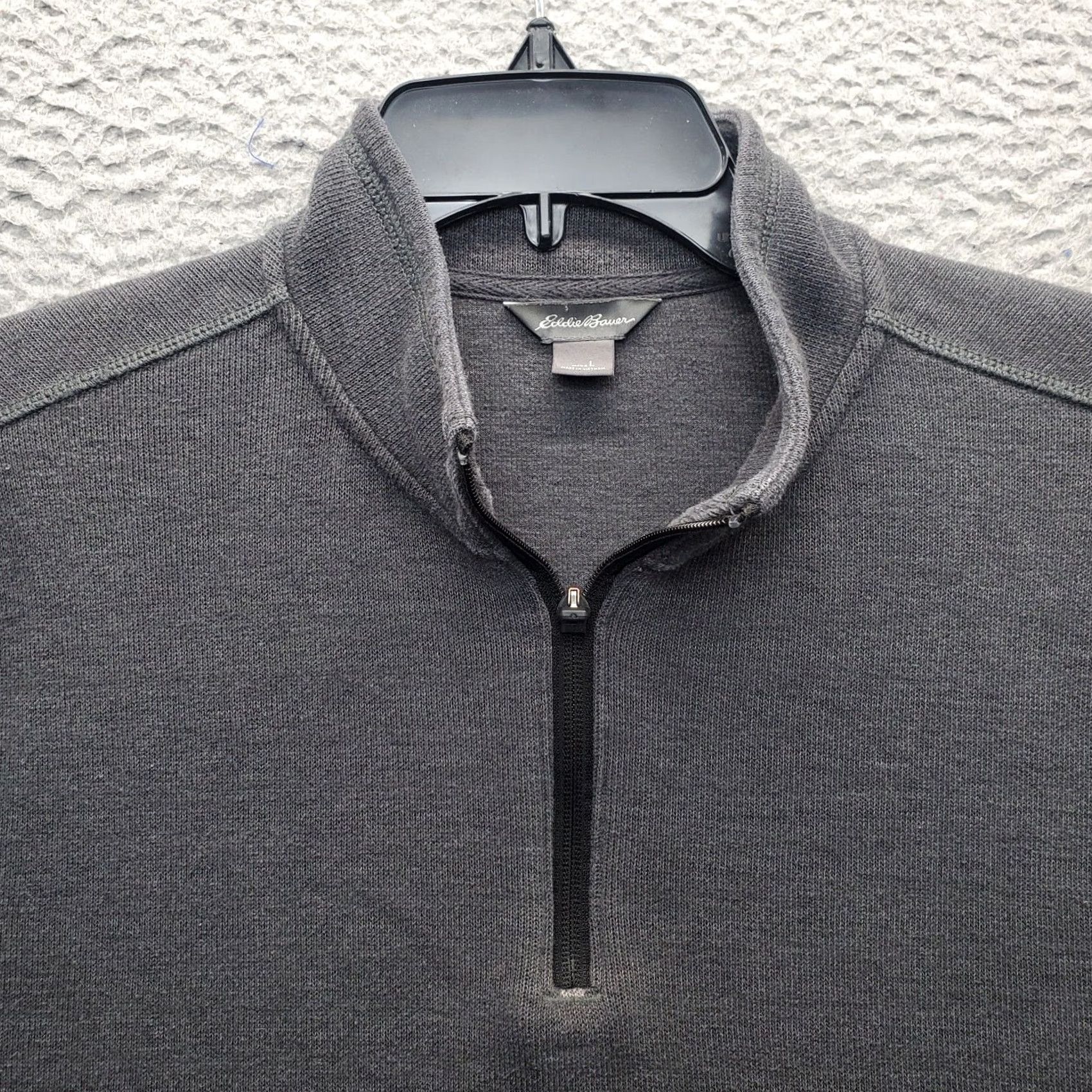 Eddie Bauer Eddie Bauer Mens Large Gray Knit Quarter Zip Mock Neck Sweater Long Sleeve Pullover Casual Outdoor 1/4 Zip Breathable Size US L / EU 52-54 / 3 - 7 Thumbnail