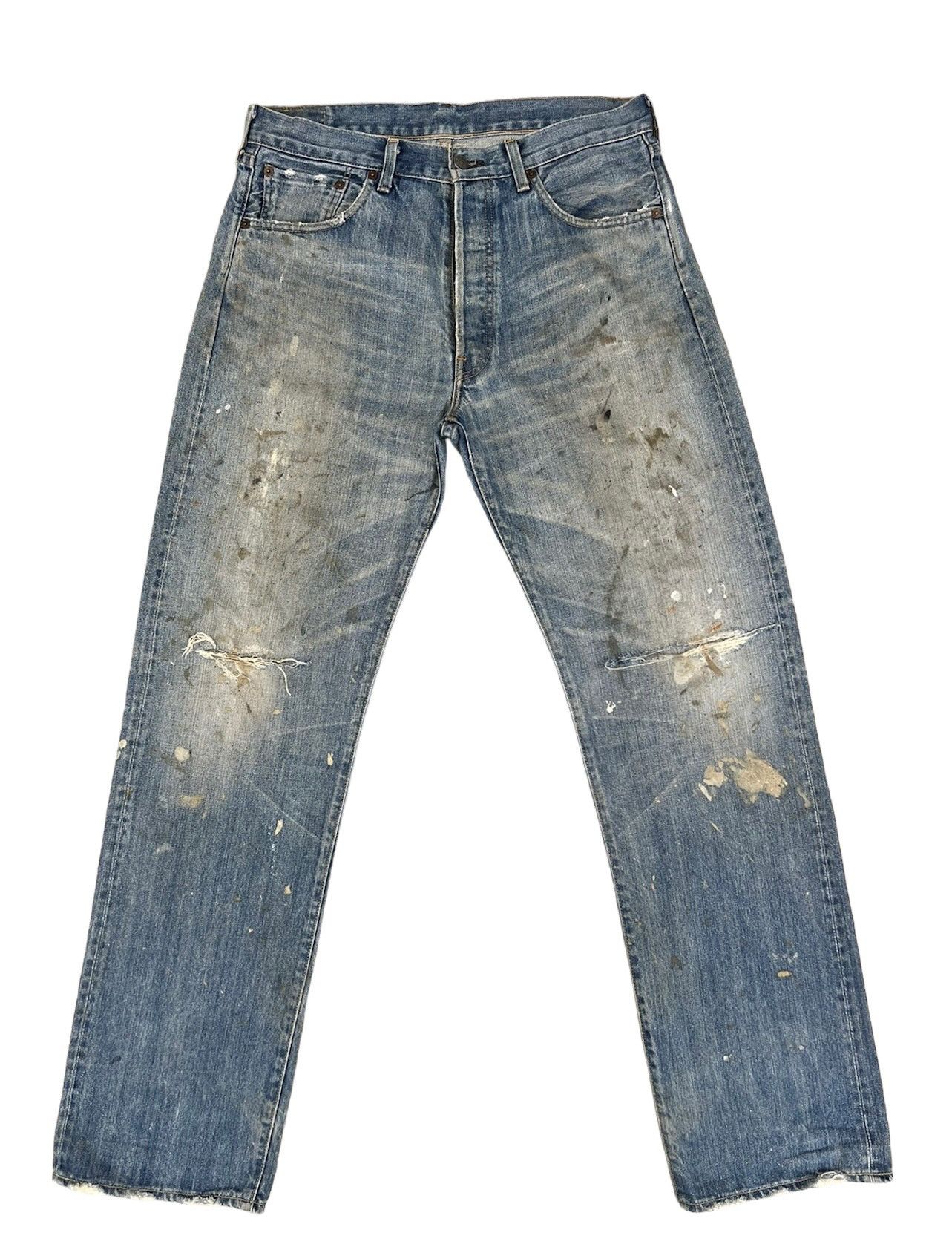Levi's Vintage Clothing Dirty Mud 2005 LVC Levi’s 501 Big E Rip Denim Selvedge Jeans Size US 35 - 1 Thumbnail