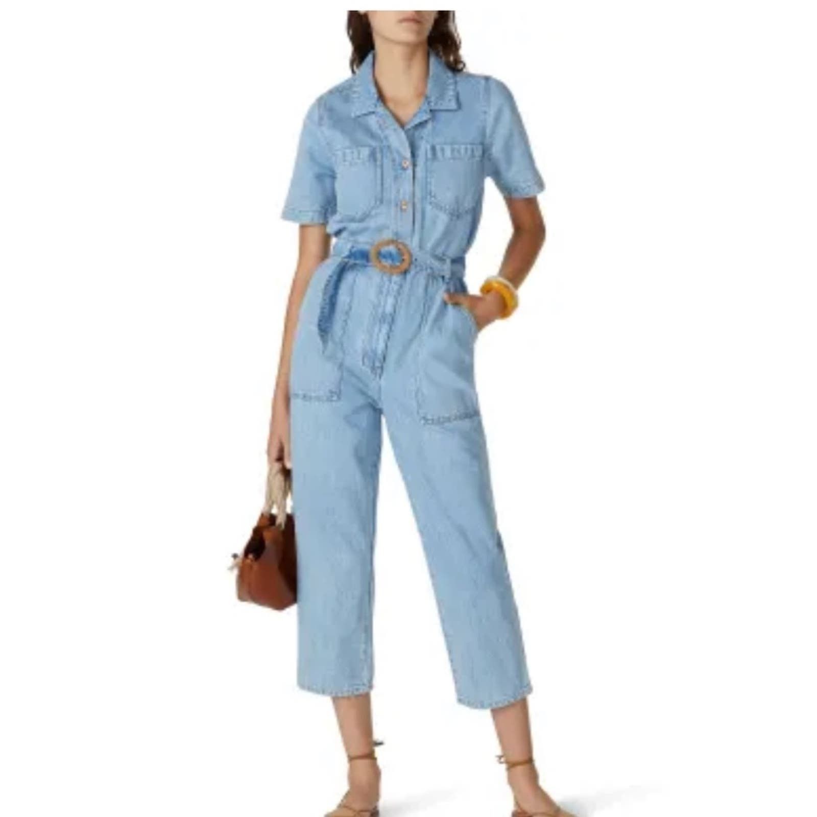 image of Nanushka Arlo Denim Jumpsuit In Size XL in Blue, Women's
