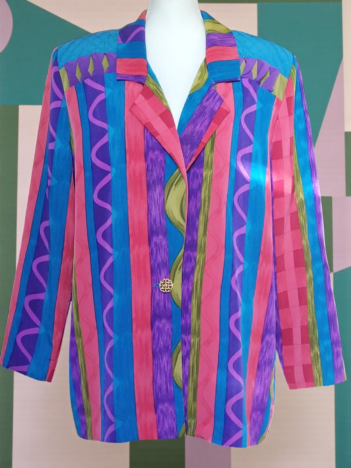 Other Vintage Jo Hardin Pop Art Chic Blazer & Blouse Set Size XXL / US 16-18 / IT 52-54 - 3 Thumbnail