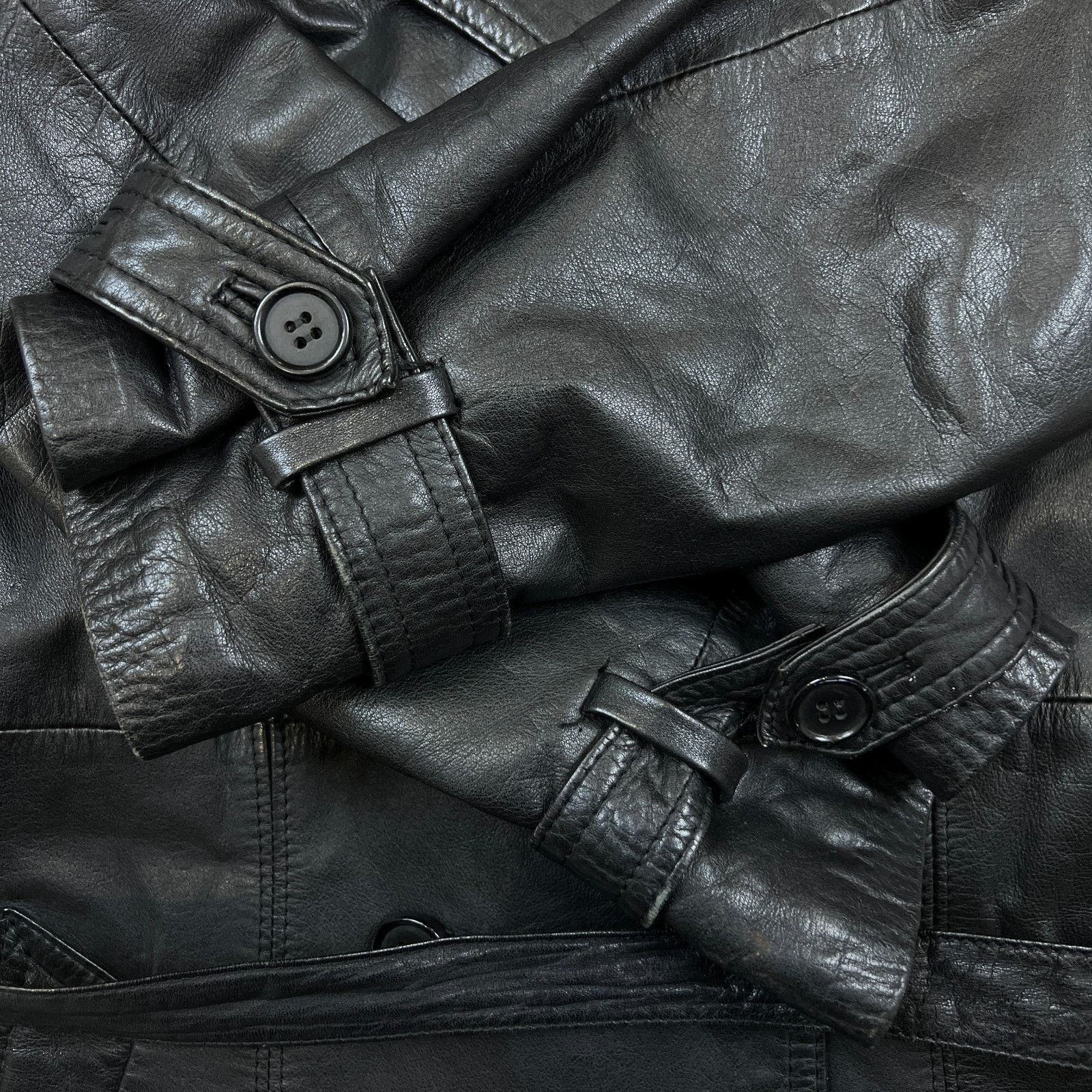 Vintage Vintage JOFAMA Swedish Leather Trench Coat Quilted Lined 90s Size M / US 6-8 / IT 42-44 - 4 Thumbnail