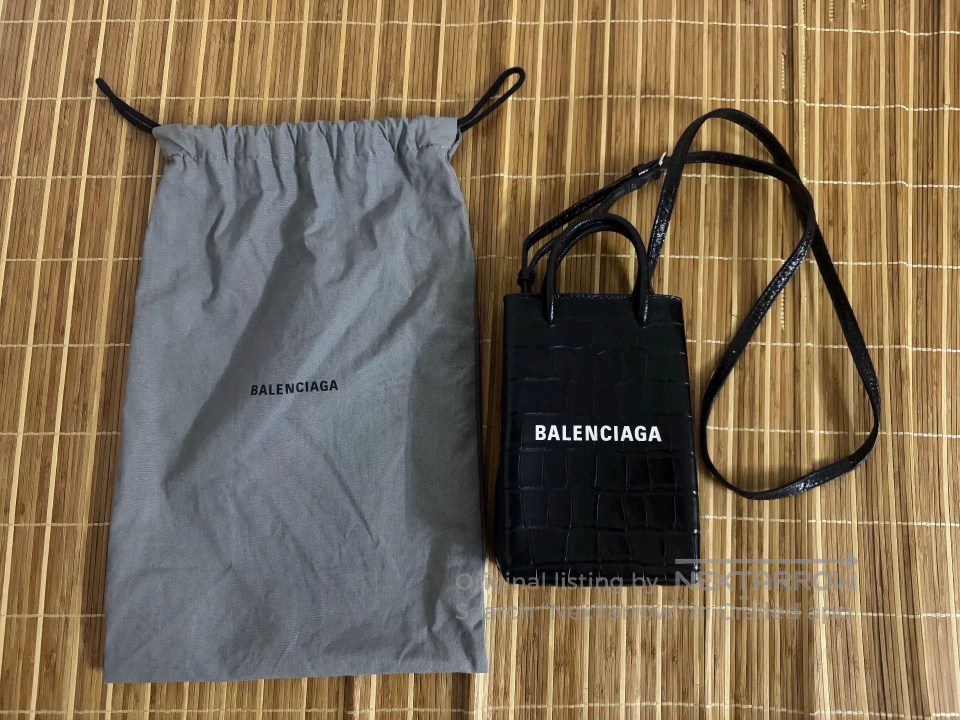 Balenciaga black crocodile leather phone bag. Size ONE SIZE - 1 Thumbnail