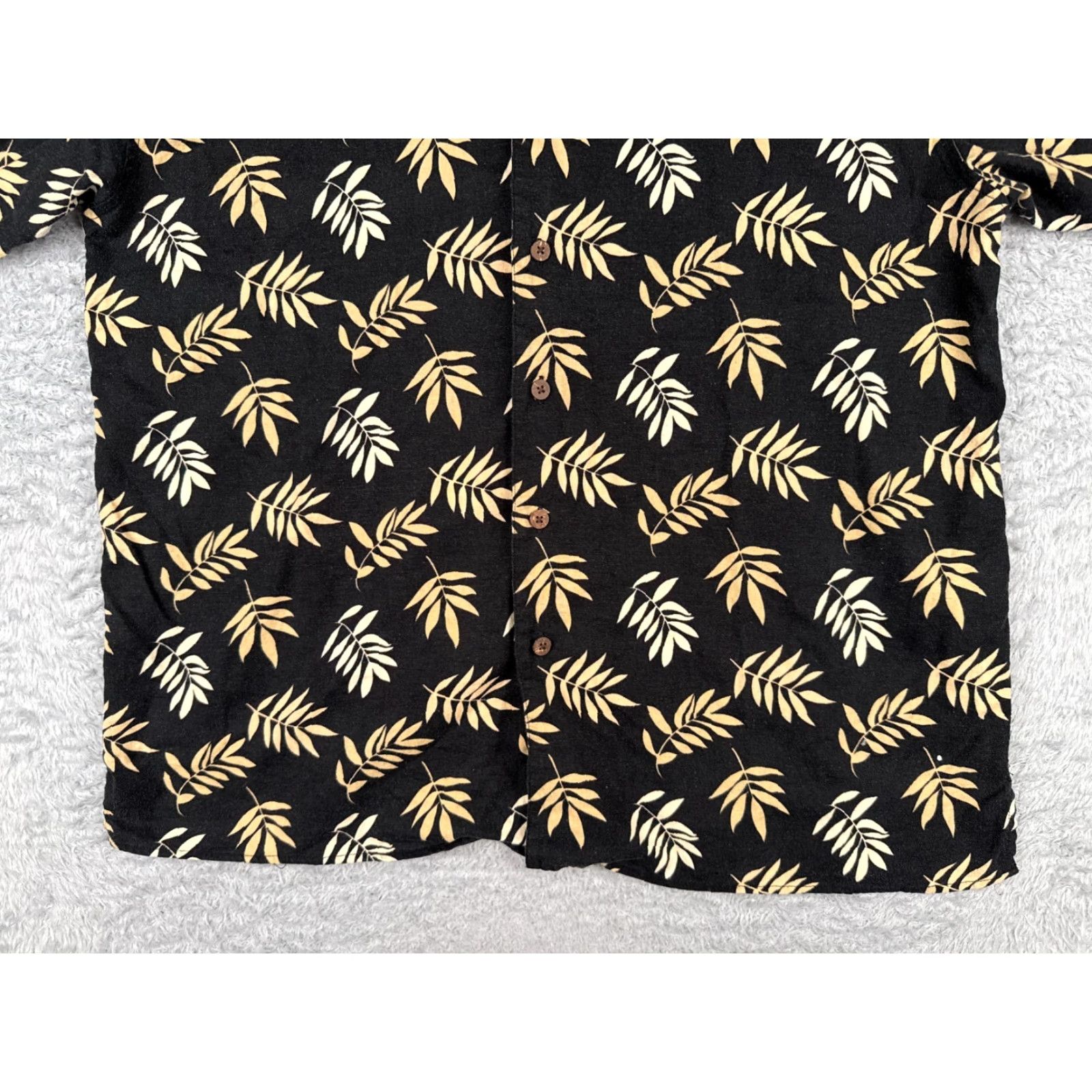Vintage Foliage Shirt Men 2XL Black Beige Leaf Linen Rayon Blend Button-Up Hawaiian Aloha Resort Beach Vacation Casual Vintage No Size US XXL / EU 58 / 5 - 5 Thumbnail
