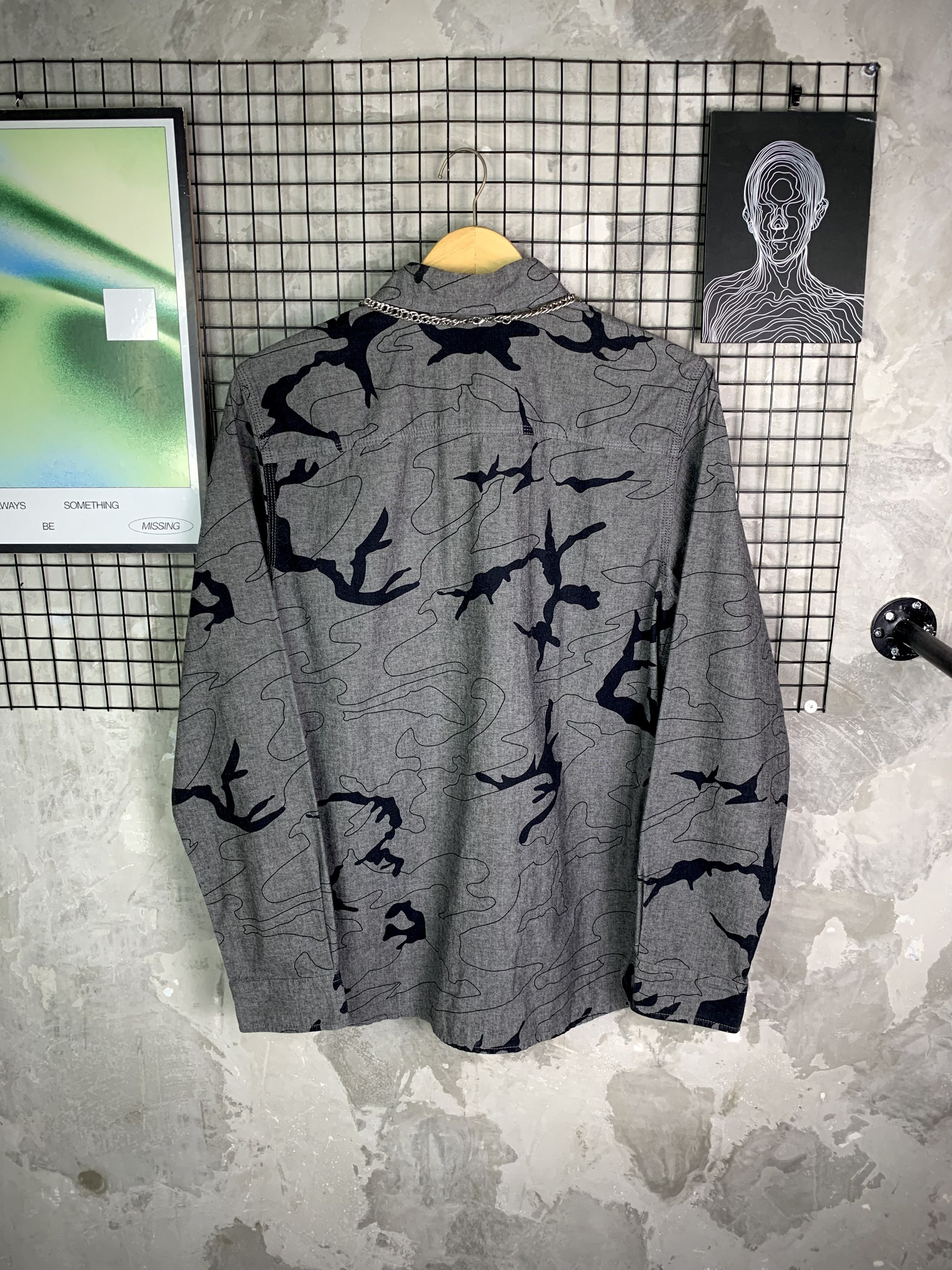 Carhartt Carhartt Bowie Long Sleeve Shirt Camo Lines Black Soot Rinse Size US M / EU 48-50 / 2 - 5 Thumbnail