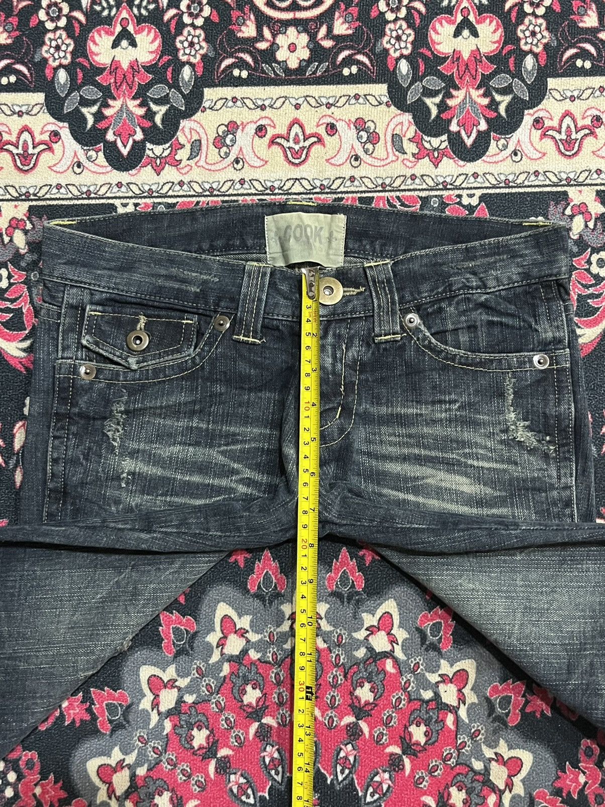If Six Was Nine Japanese Brand Cook Cracked Washed Distressed Flare Jeans Size 30" / US 8 / IT 44 - 12 Thumbnail