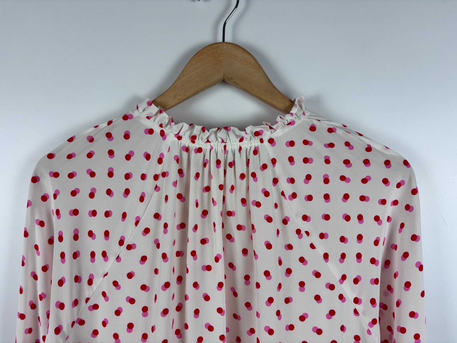 ME+EM ME+EM Silk Blouse Long Sleeve Polka Dot White Pink Size US 8 Size M / US 6-8 / IT 42-44 - 5 Thumbnail