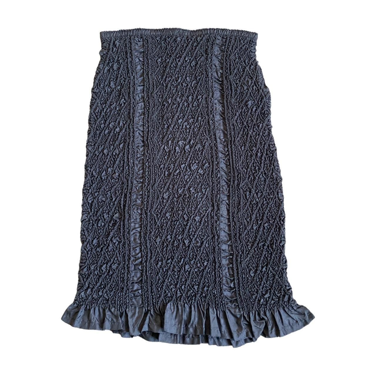 image of Yoshiki Hishinuma Gray Silver Pleated Ruched Midi Skirt, Women's (Size 26)