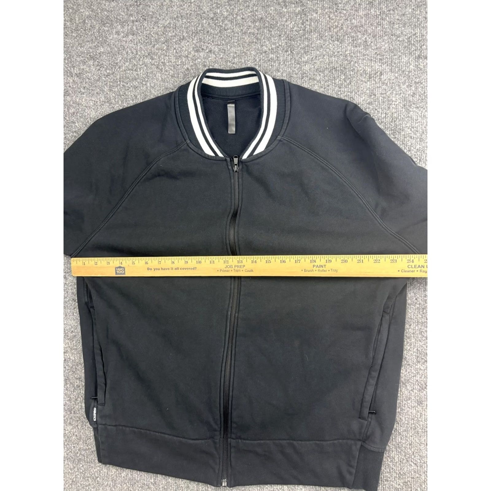 Fabletics Fabletics Jacket Mens XL Black Full Zip Bomber Varsity Raglan Striped Collar Size US XL / EU 56 / 4 - 4 Thumbnail