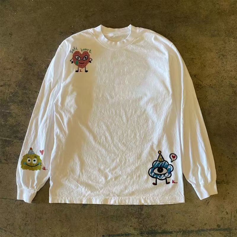 Japanese Brand White casual retro fun monster print long-sleeved t-shirt Size US M / EU 48-50 / 2 - 1 Thumbnail