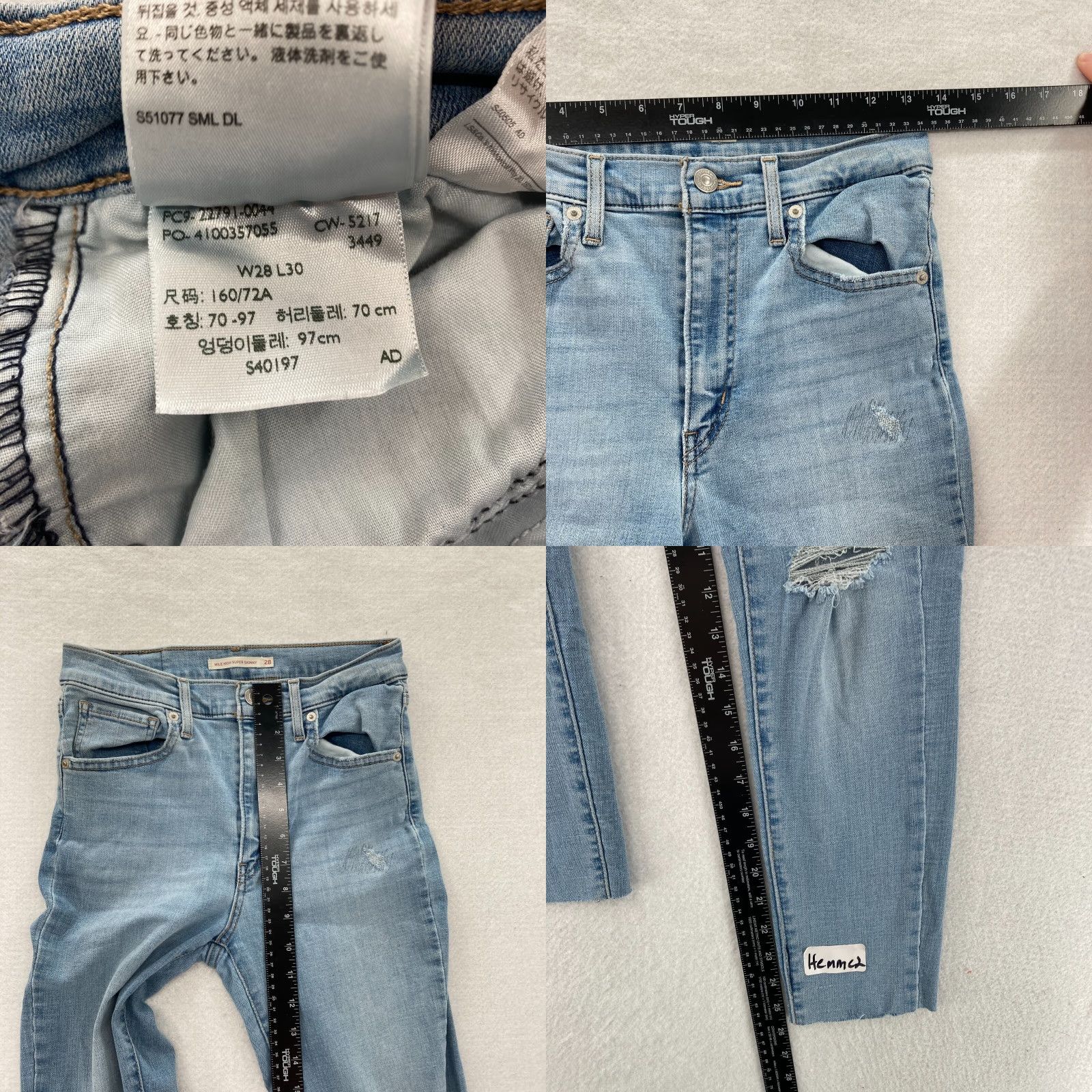 Levi's Levi's Mile High Super Skinny Jeans Women's 28 Light Wash Denim Cropped Slim 5-Pocket Design Blue (Inseam 26) Size 28" / US 6 / IT 42 - 8 Thumbnail