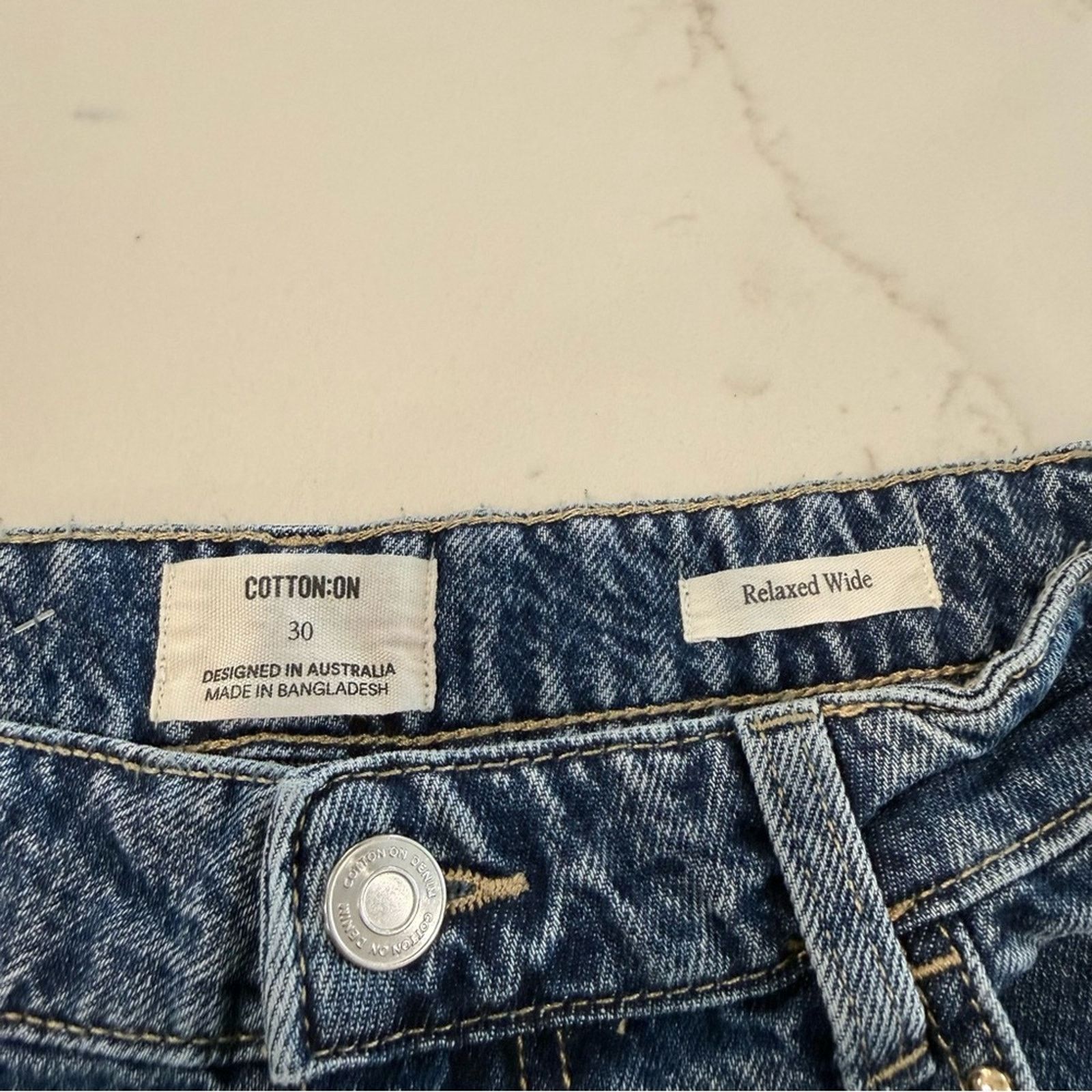 Cotton On Cotton On Relaxed Wide Leg Denim Jean Womens 30 Blue Studded Size 30" / US 8 / IT 44 - 8 Thumbnail