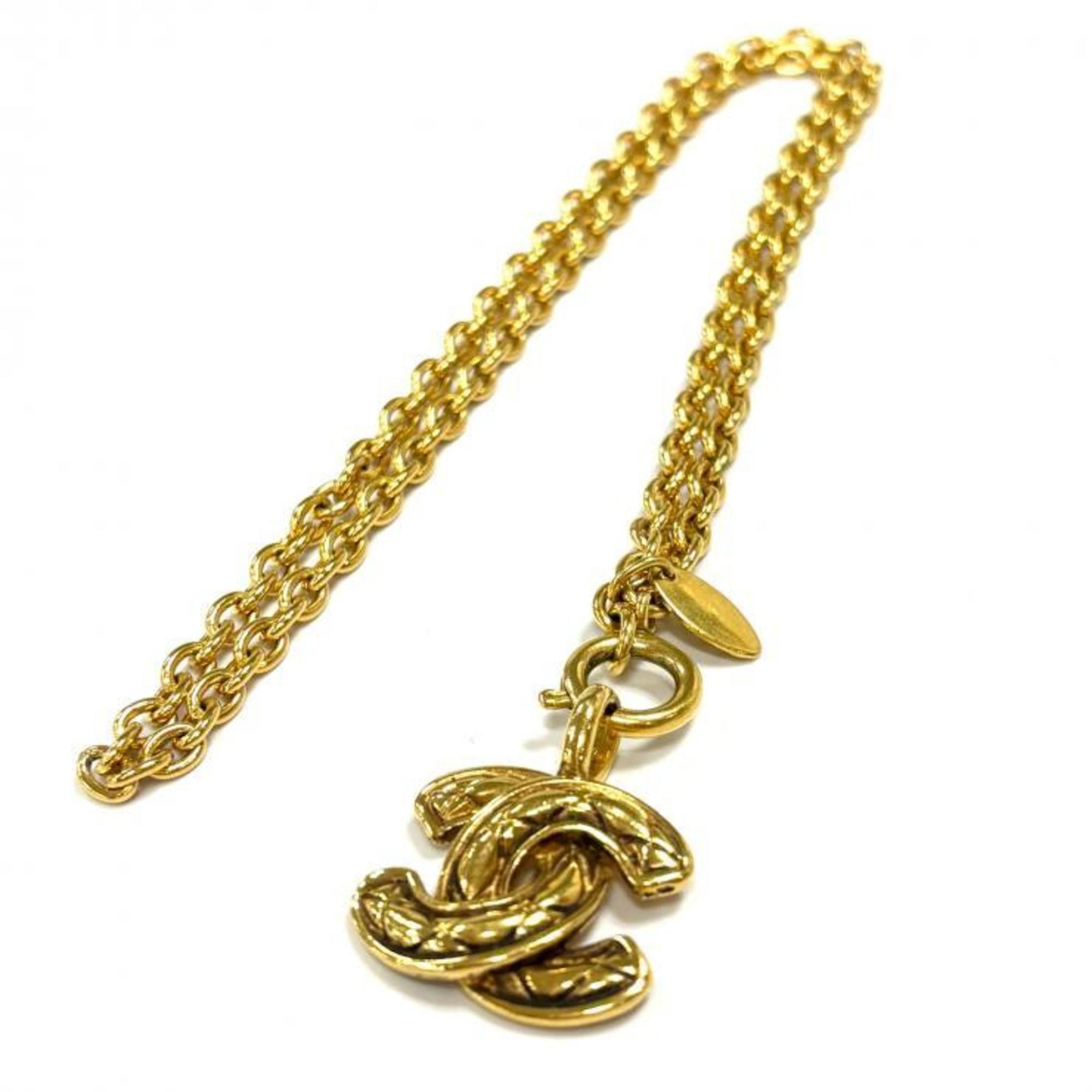 Chanel CHANEL Vintage Matelasse Coco Mark Gold GP Necklace Size ONE SIZE - 1 Thumbnail