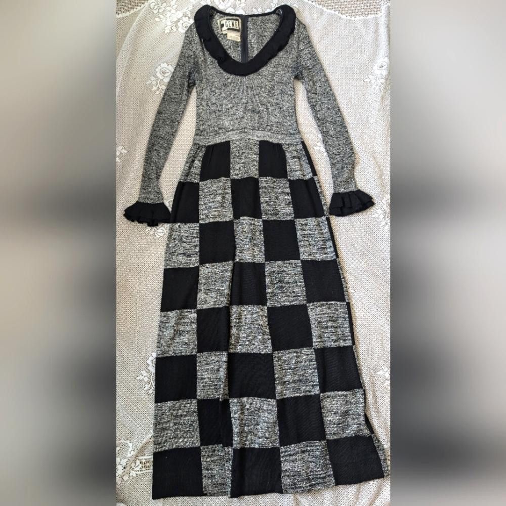 Designer Vintage GENE Wool Blend Checkered Maxi Dress Size M / US 6-8 / IT 42-44 - 1 Thumbnail