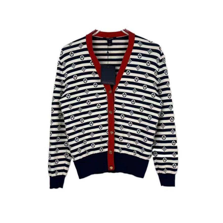 Louis Vuitton Louis Vuitton Blue Stripe Logo Cardigan - dmc Size US L / EU 52-54 / 3 - 1 Thumbnail