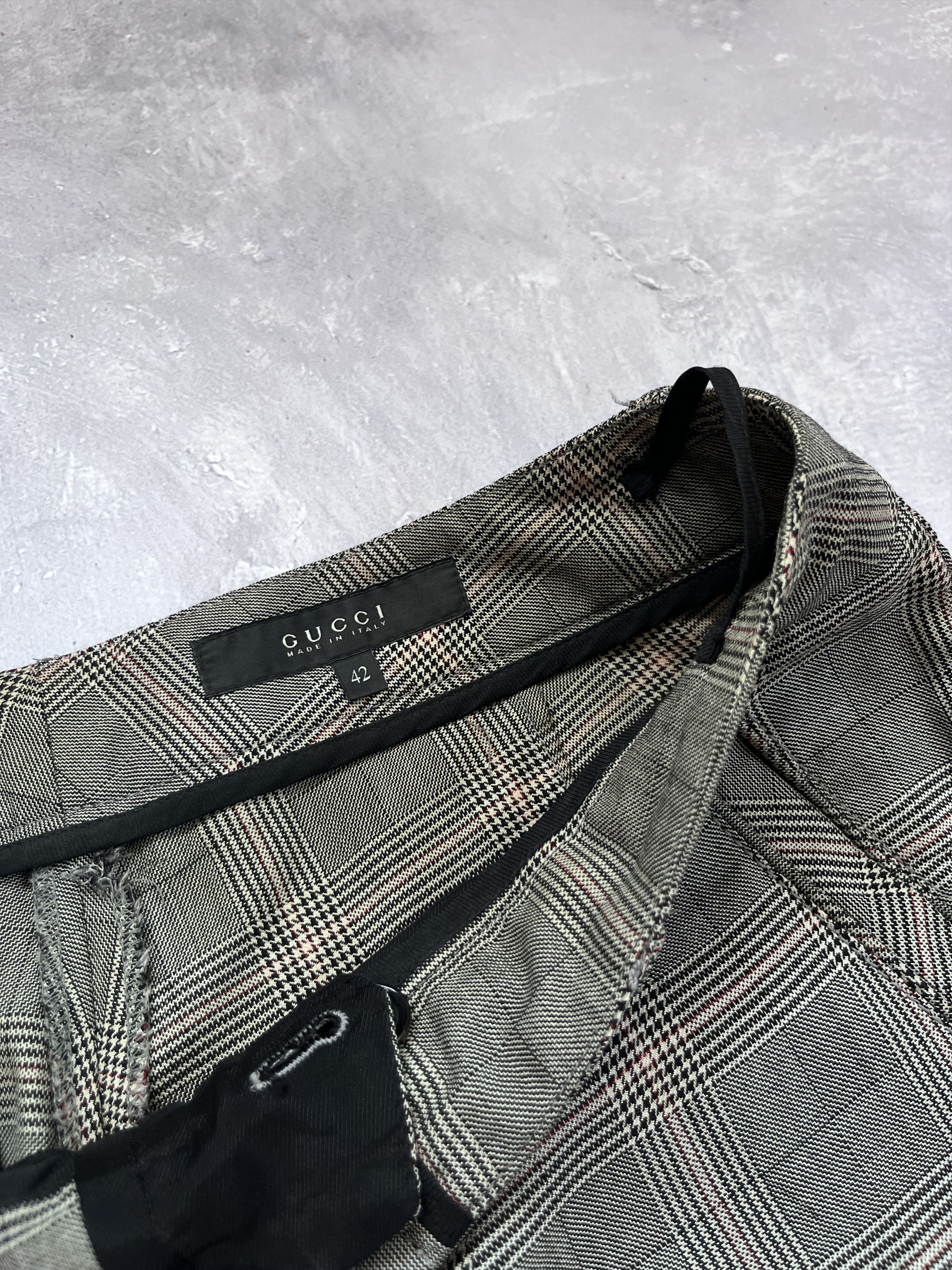 Gucci Gucci Tom Ford Era Silk/Wool Gray Check Trousers Pants Size 28" / US 6 / IT 42 - 9 Thumbnail