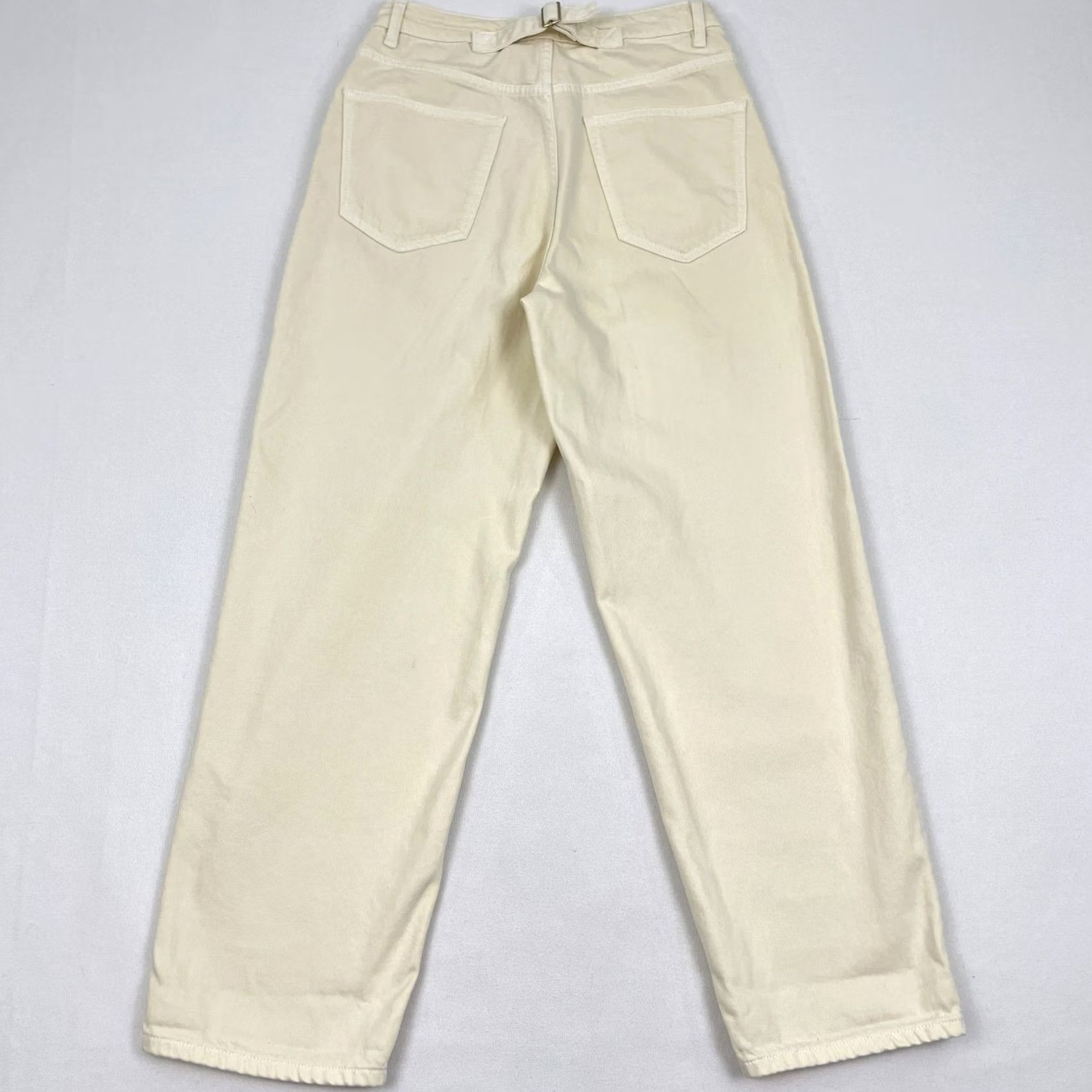 ME+EM ME+EM Pants Womens 27 W27 I28 Straight Leg White Cream Buckle Back High Rise Jeans Trousers Casual Workwear Size 27" / US 4 / IT 40 - 2 Thumbnail