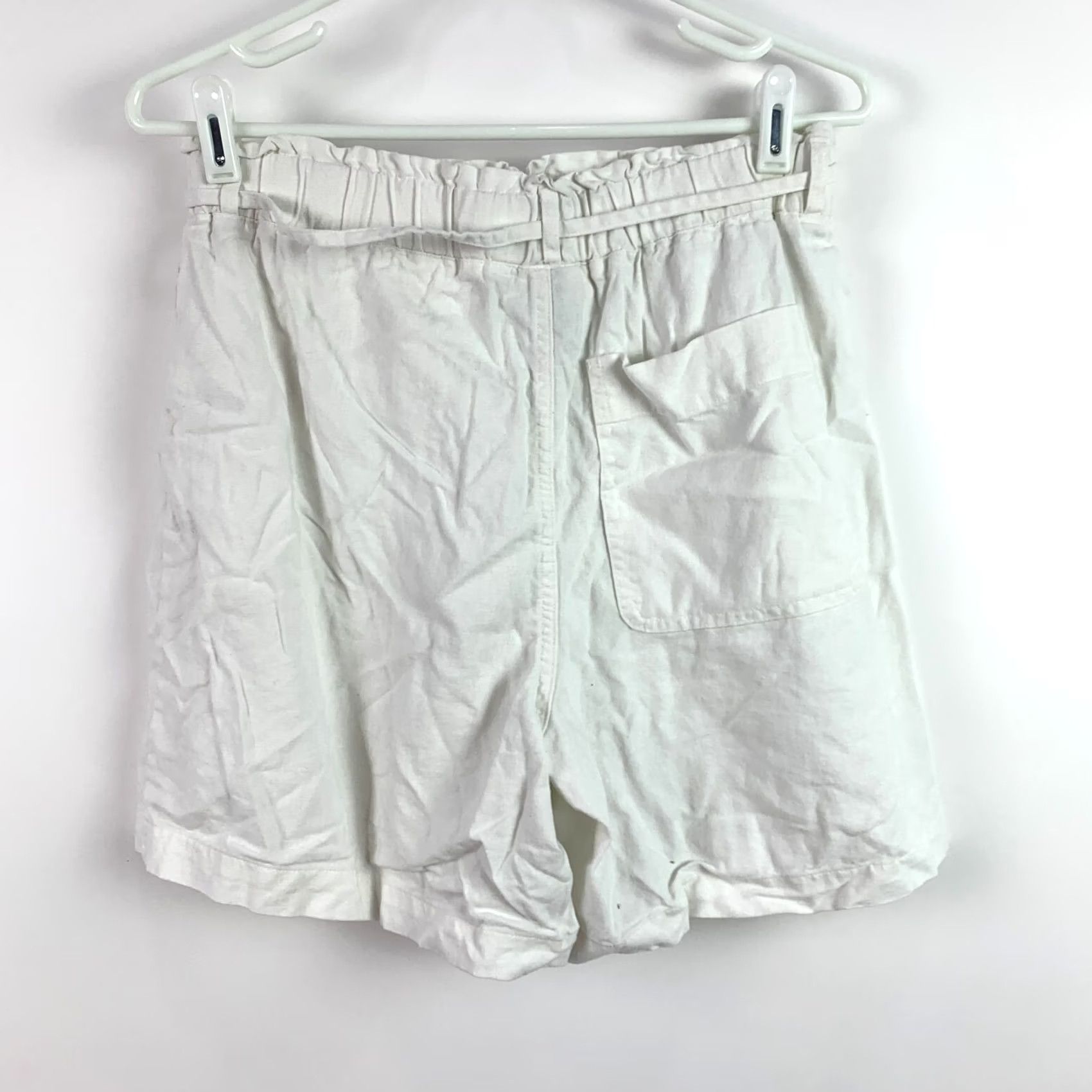 Vintage Universal Thread Linen Blend White Paper Bag Coastal Drawstring Shorts S Womens XS? Size 28" / US 6 / IT 42 - 3 Thumbnail