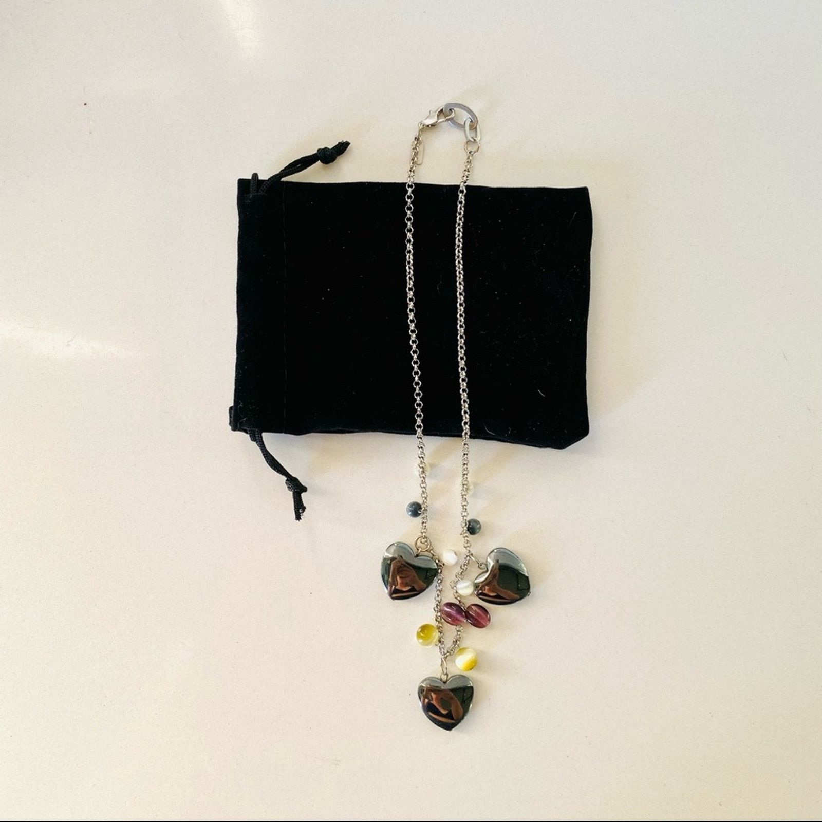 Vintage NORDSTROM VINTAGE Silver Layer Heart Bead Necklace Jewelry Size ONE SIZE - 5 Thumbnail