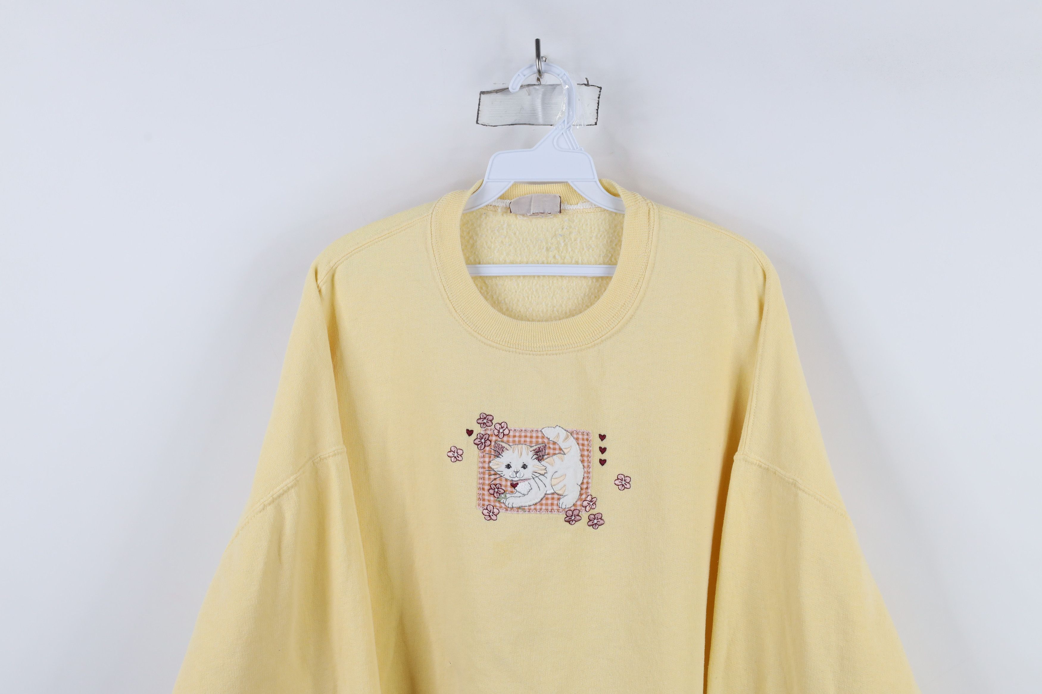 Vintage Vintage 90s Streetwear Cat Kitten Flower Cat Lady Sweatshirt Size 3XL / US 20-22 - 2 Thumbnail