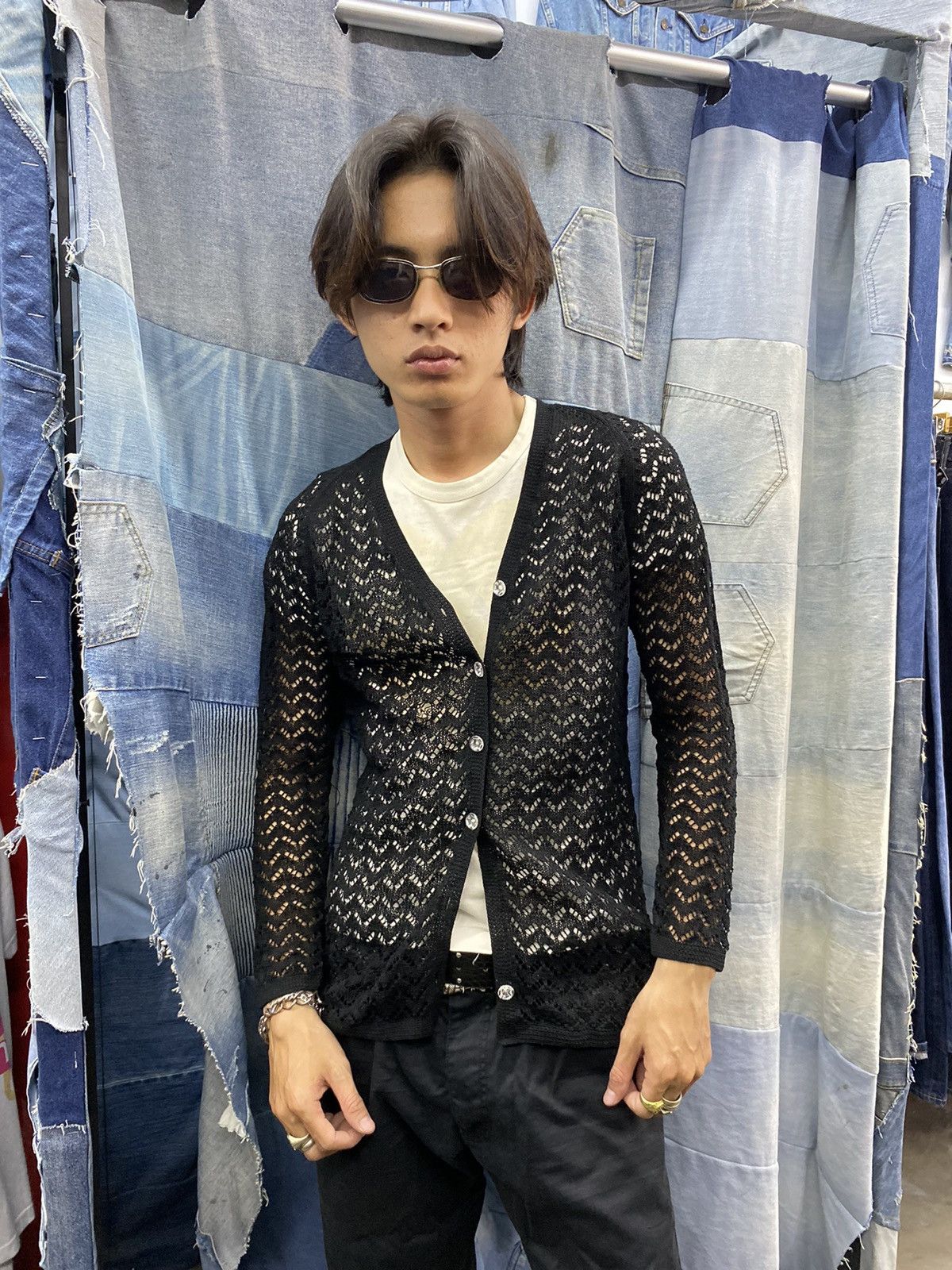 Beauty Beast × Le Grande Bleu (L.G.B.) Y2K 2000s nagasakiya japan open knit fishnet cardigan Size S / US 4 / IT 40 - 17 Thumbnail