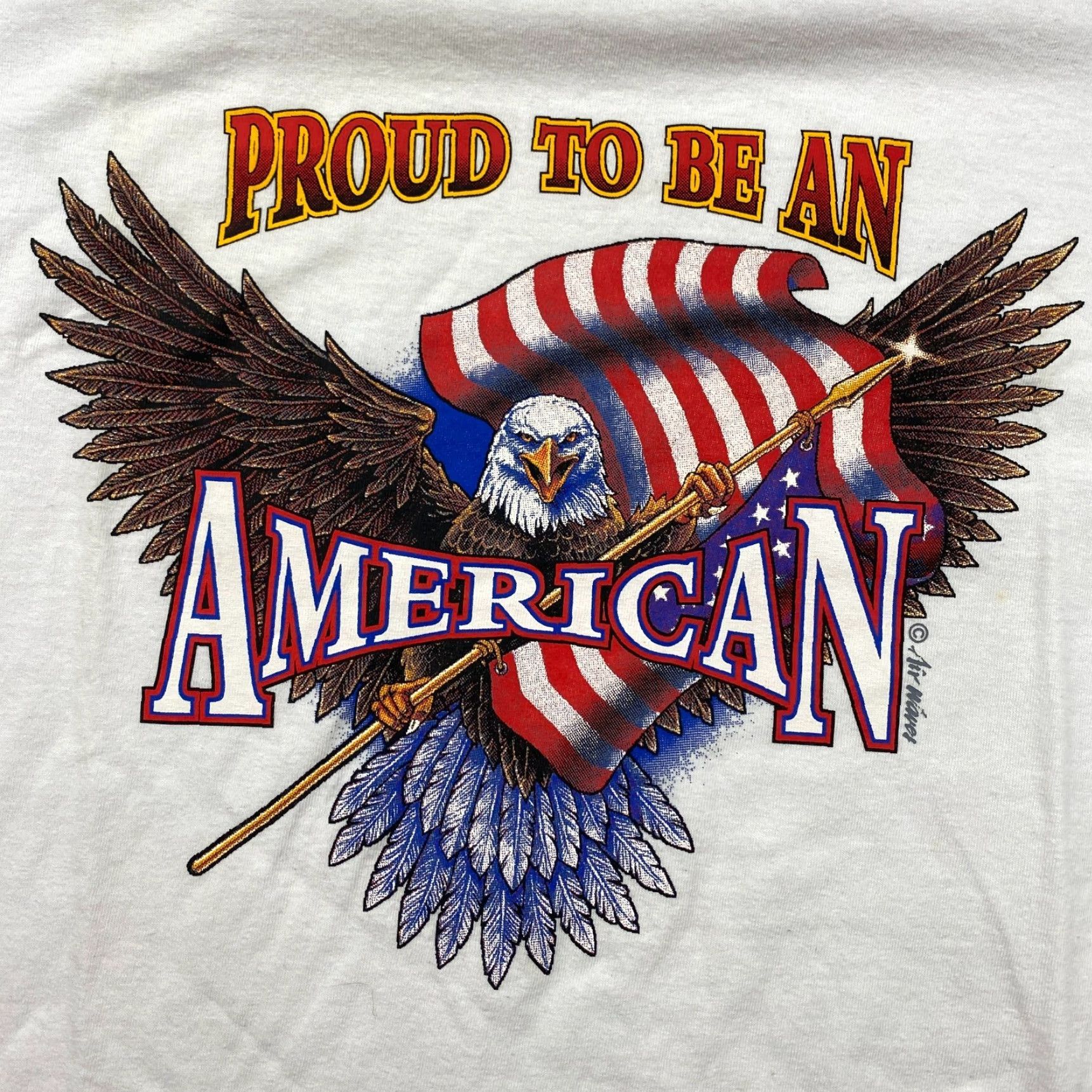 Fruit Of The Loom VINTAGE Fruit of the Loom Air Waves Shirt Mens L White Eagle Graphic USA Proud to be an American Size US L / EU 52-54 / 3 - 3 Thumbnail