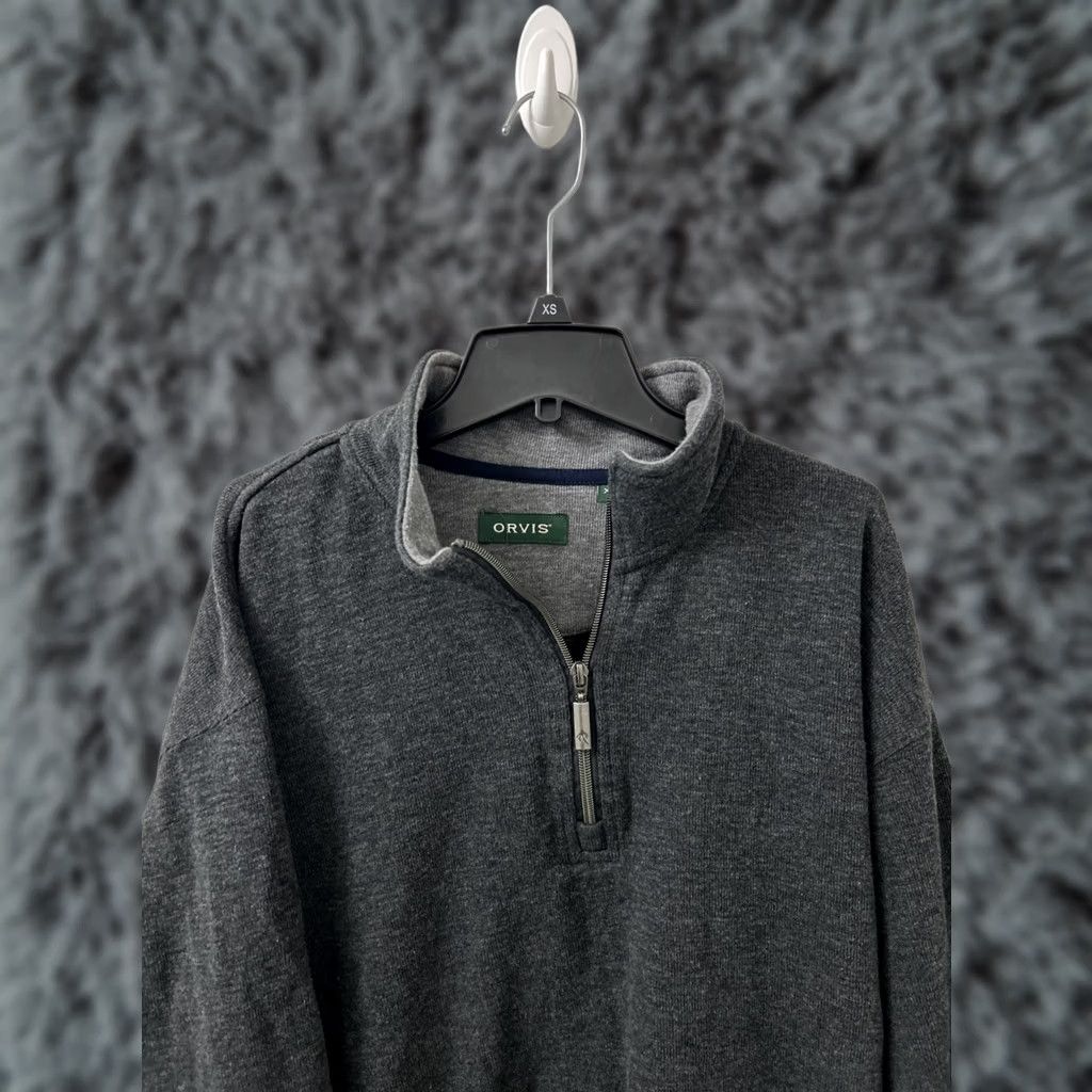 Orvis Orvis Sweater Mens XL Gray 1/4 Zip Pima Cotton Pullover Long Sleeve Logo Collared Knit Casual Sweater Mens XL Gray 1/4 Zip Pinot? Size US XL / EU 56 / 4 - 1 Thumbnail