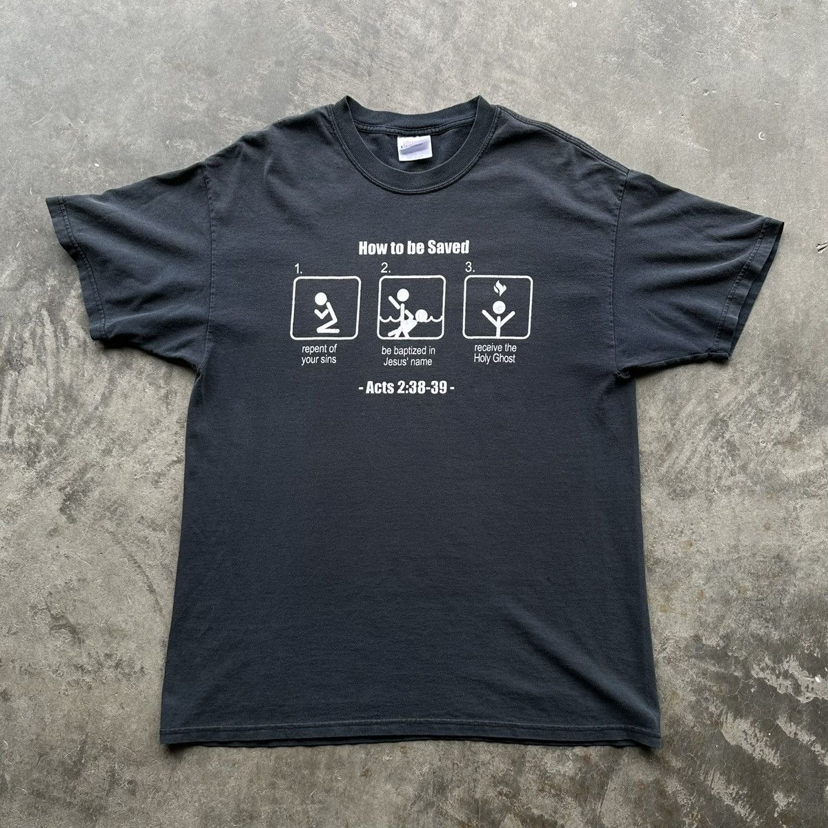 Hanes Vintage 90s Jesus “How To Be Saved” Tee Hanes Heavyweight XL Size US XL / EU 56 / 4 - 1 Thumbnail