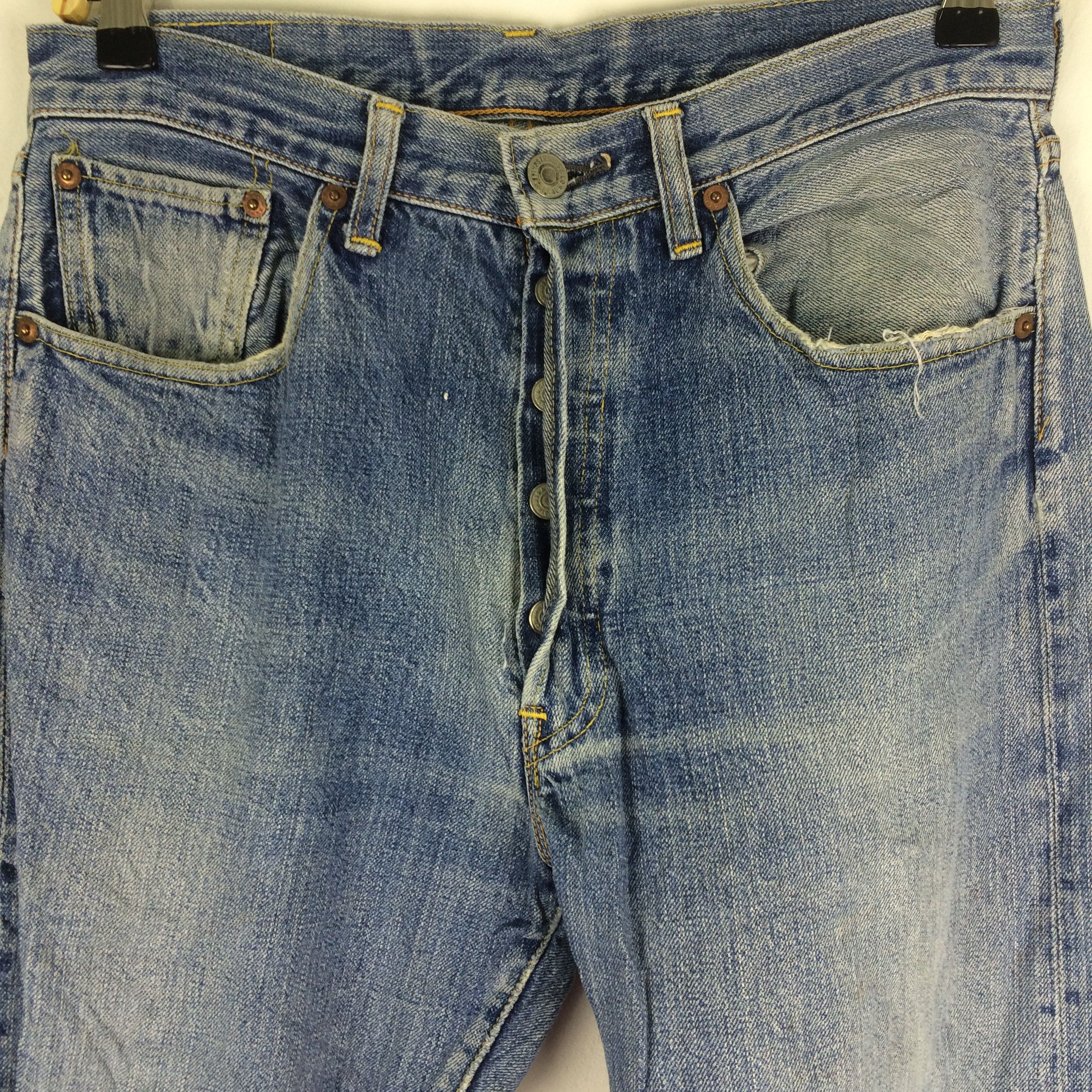 Levi's Vintage Clothing × Nirvana X32 VTG LEVIS BIG E SELVEDGE RIPPED JEANS KURT COBAIN STYLE Size US 31 - 4 Thumbnail