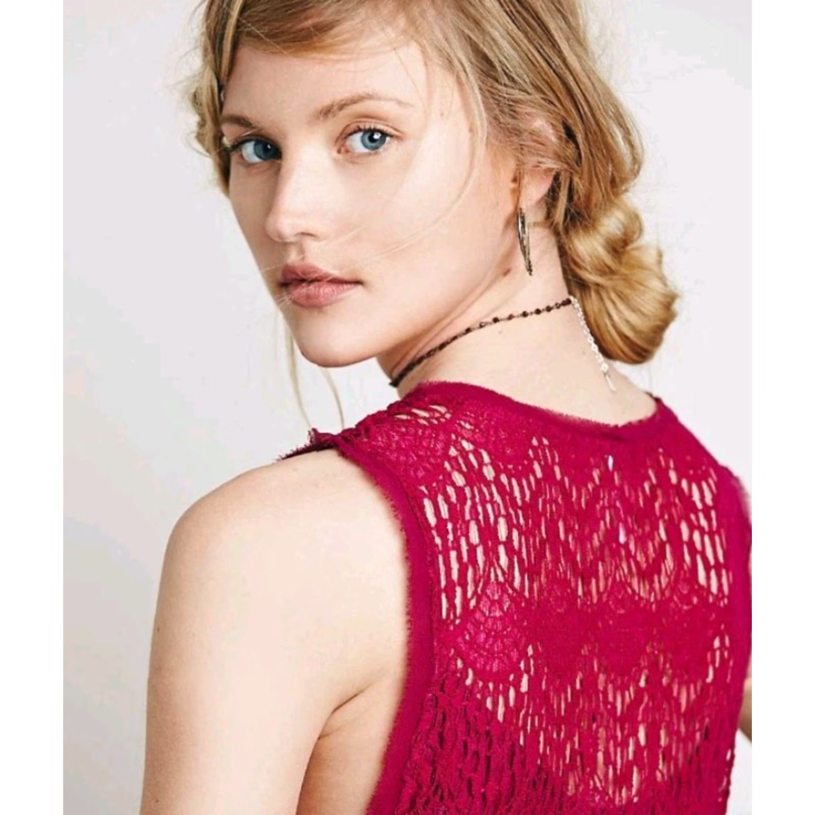 Free People Free People So Sweetly Bloom Mini Dress Crochet Cotton Lace Fuschia XS Vest? Size XS / US 0-2 / IT 36-38 - 2 Thumbnail